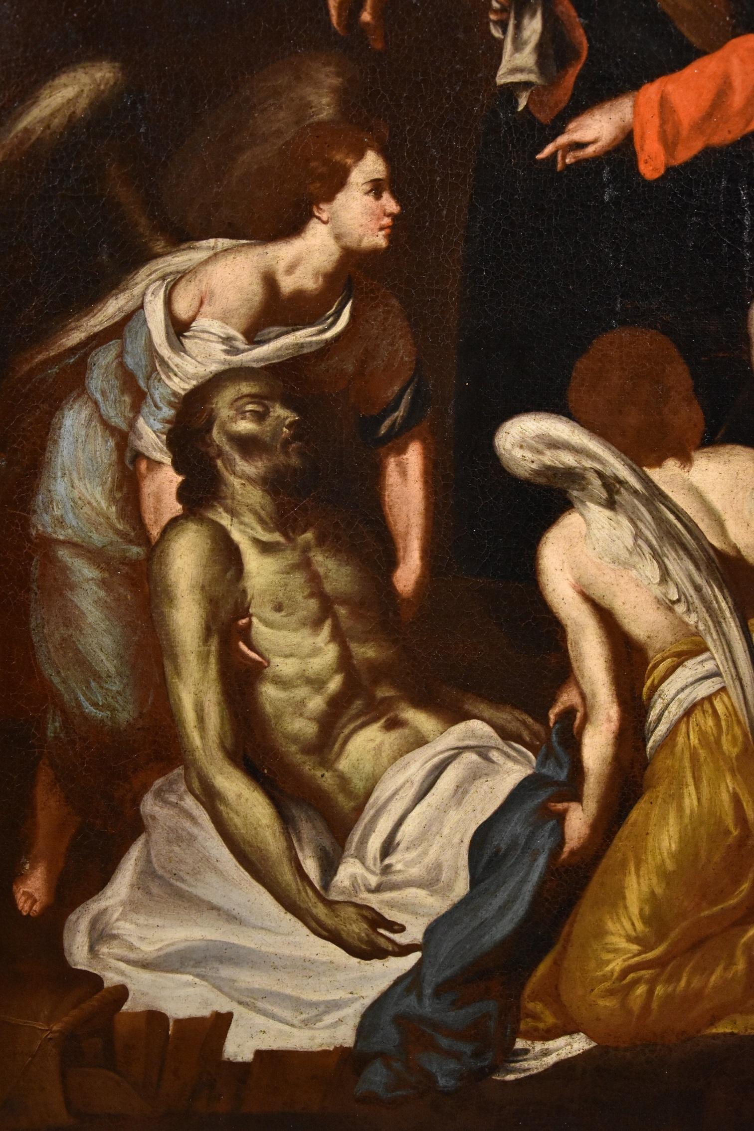 Muerte San José Guarino Pintura Óleo sobre lienzo Viejo maestro Siglo XVII-XVIII Italia 8