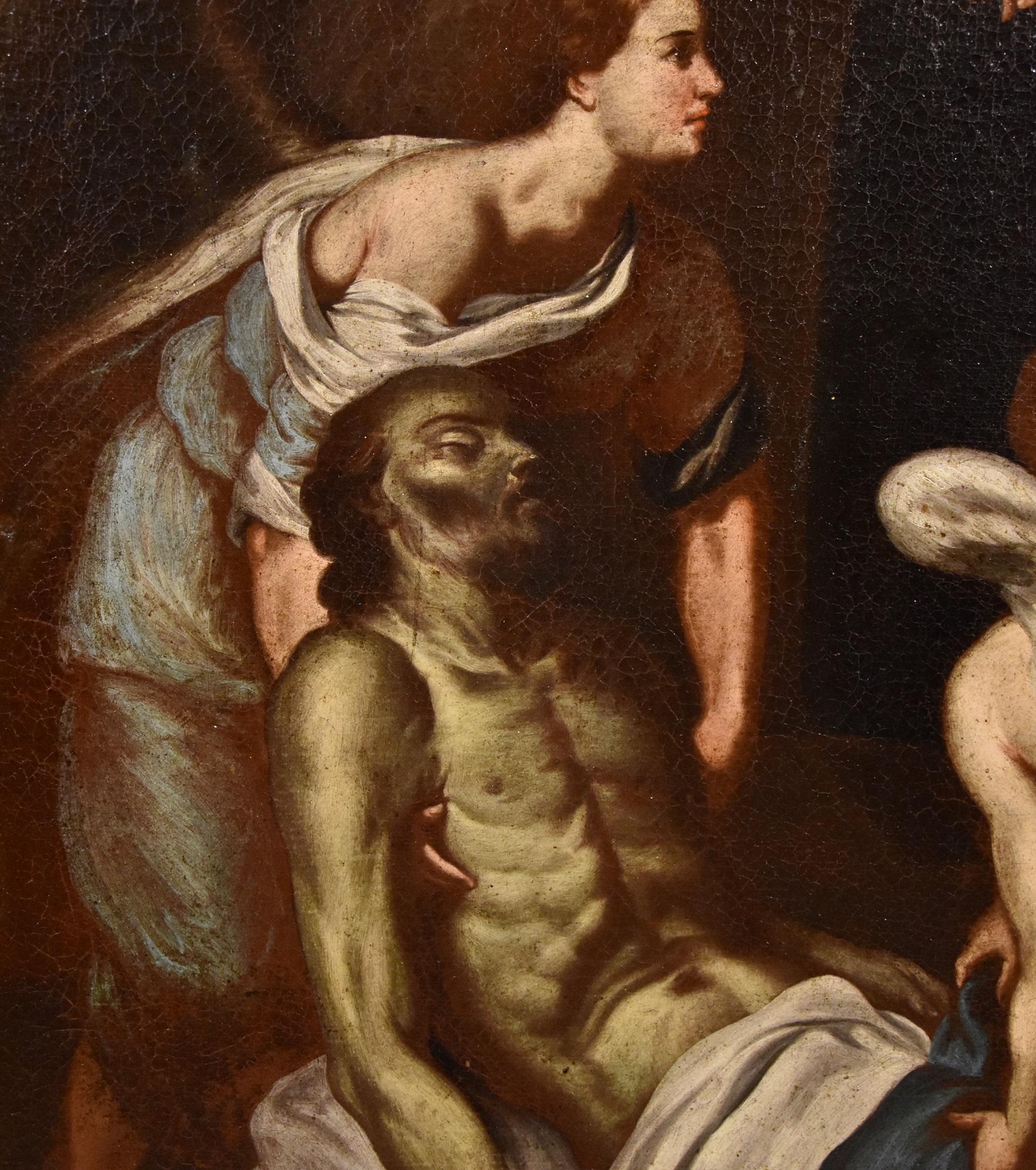 Muerte San José Guarino Pintura Óleo sobre lienzo Viejo maestro Siglo XVII-XVIII Italia 12
