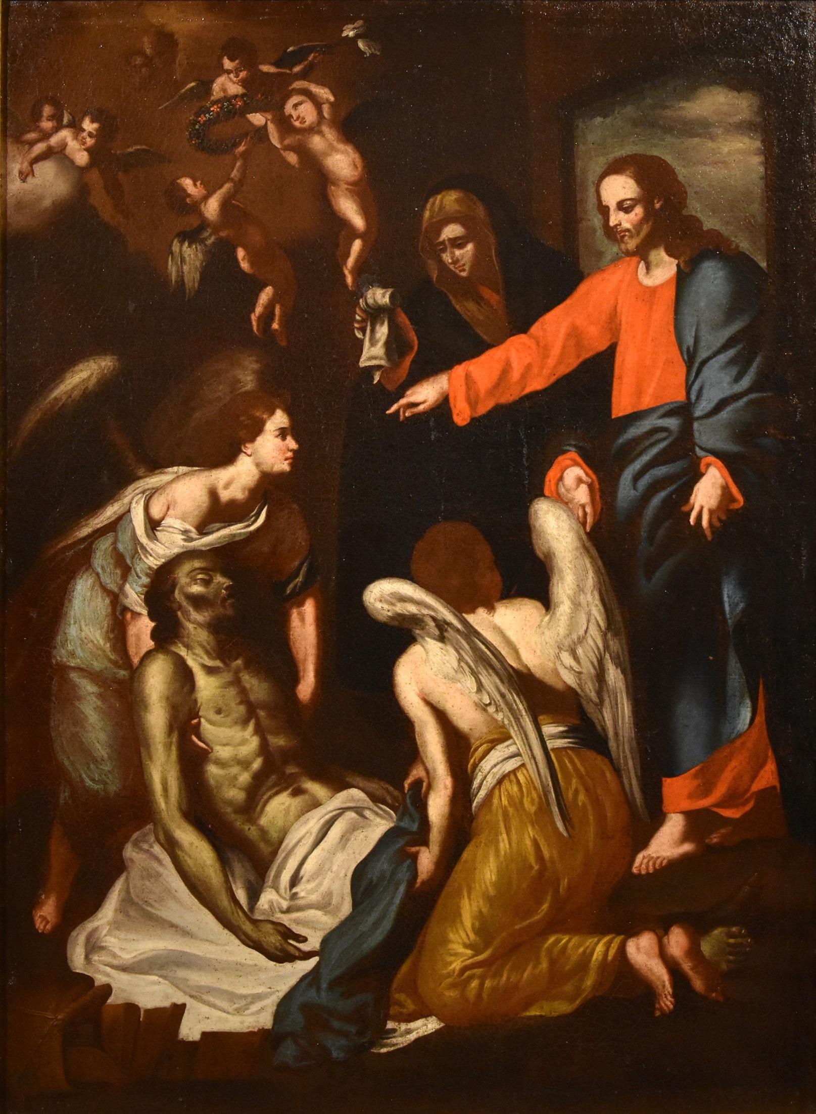 Escuela napolitana de finales del siglo XVII
Entorno de Francesco Guarino (Nápoles 1611 - Gravina in Puglia 1651)
La muerte de San José

óleo sobre lienzo - 101 x 74 cm., En bastidor 109 x 82 cm.

Particularmente raro el tema propuesto, que