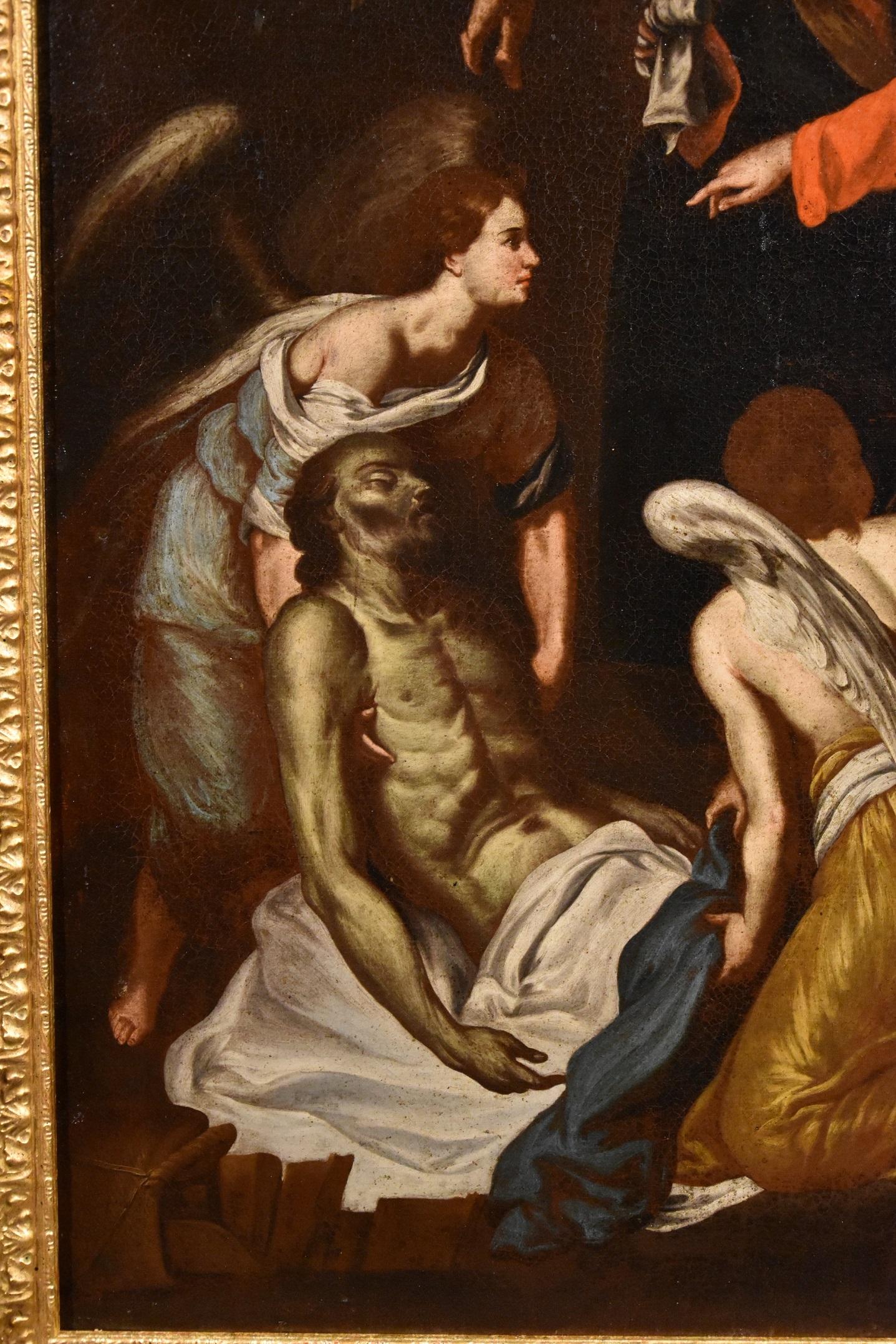 Muerte San José Guarino Pintura Óleo sobre lienzo Viejo maestro Siglo XVII-XVIII Italia 2