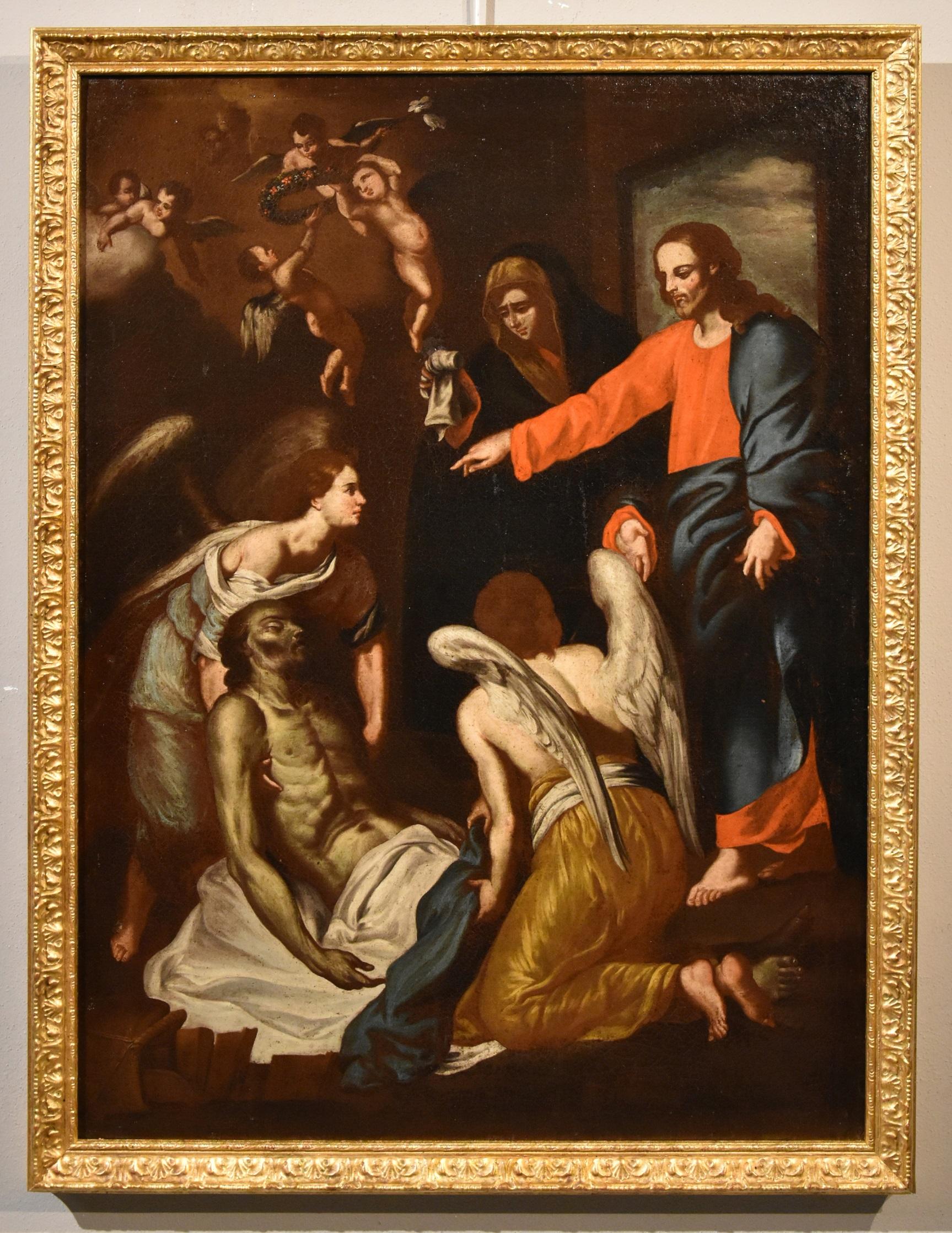 Muerte San José Guarino Pintura Óleo sobre lienzo Viejo maestro Siglo XVII-XVIII Italia - Painting de ​�​Francesco Guarino (Naples 1611 - Gravina in Puglia 1651)