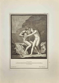 Olympus, Daphnis et Pan - Gravure de Nicola Vanni - 18ème siècle