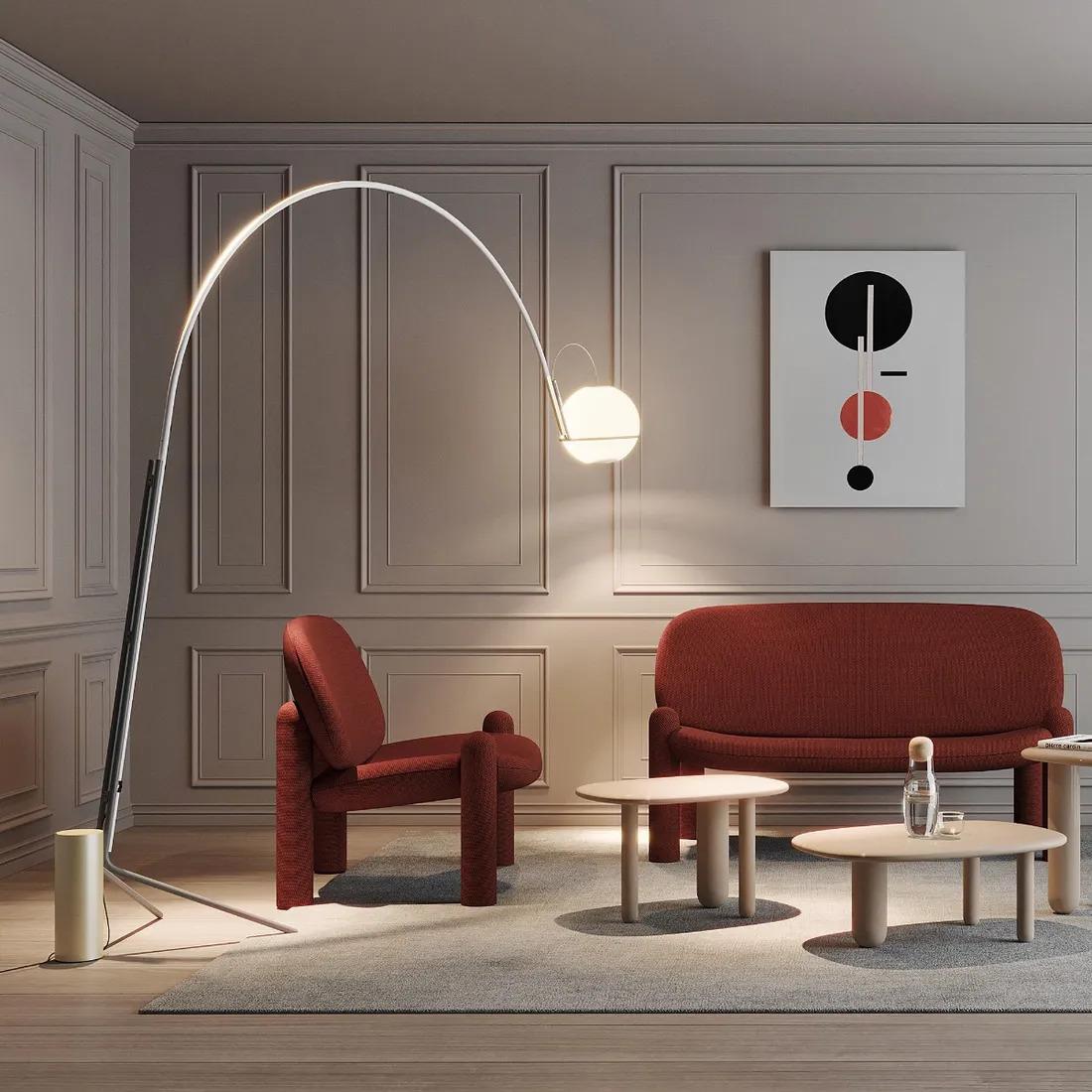 Francesco Librizzi 'Alicanto' Floor Lamp for Fontana Arte in White and Gold.

Executed in blown glass shade and white painted metal stem with golden accents, this floor lamp's elegant minimalism allows it to become a beautiful centerpiece in any