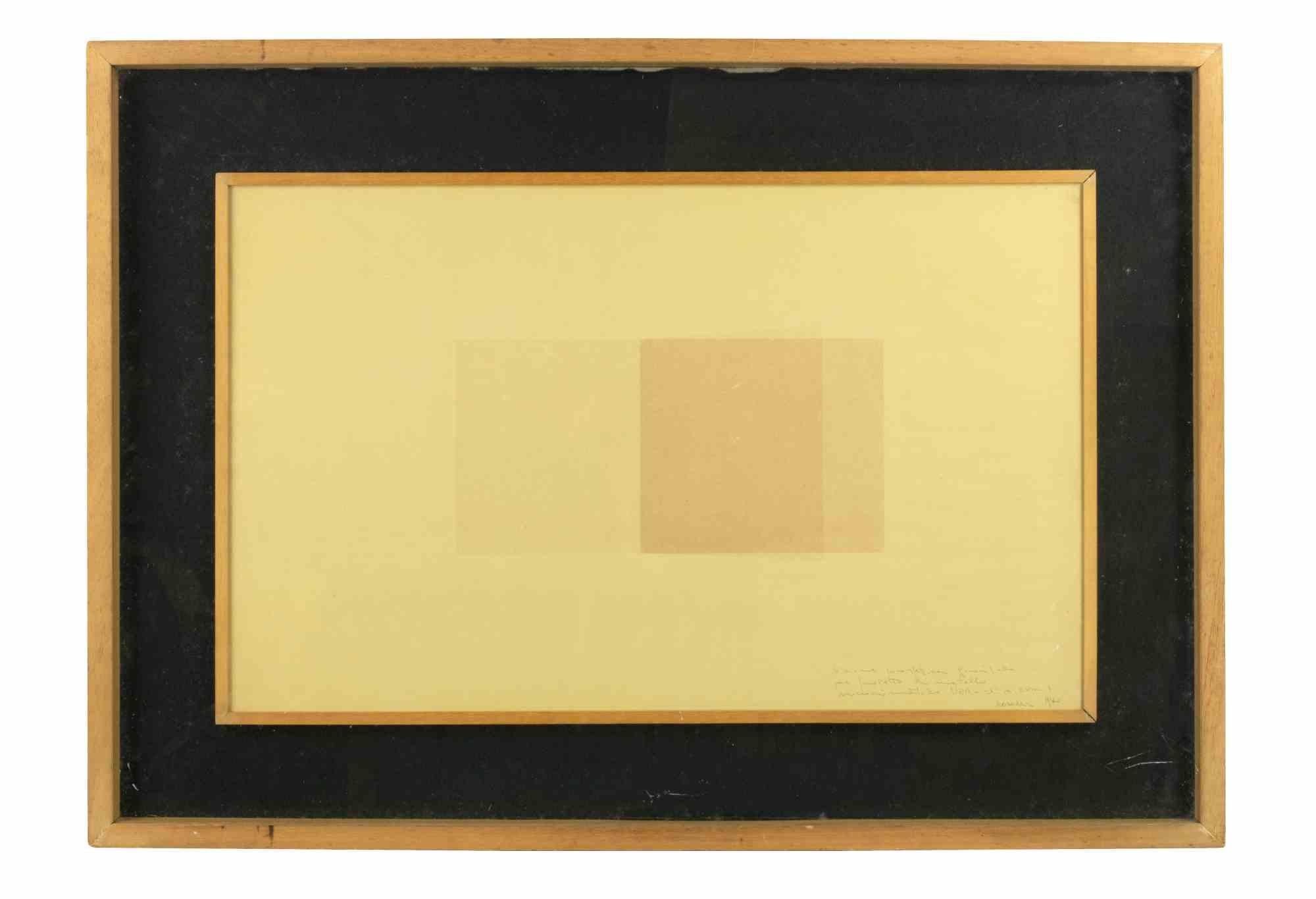 Abstract Print Francesco Lo Savio - Perspective avant-gardiste - Monotype original de F. Lo Savio - 1960