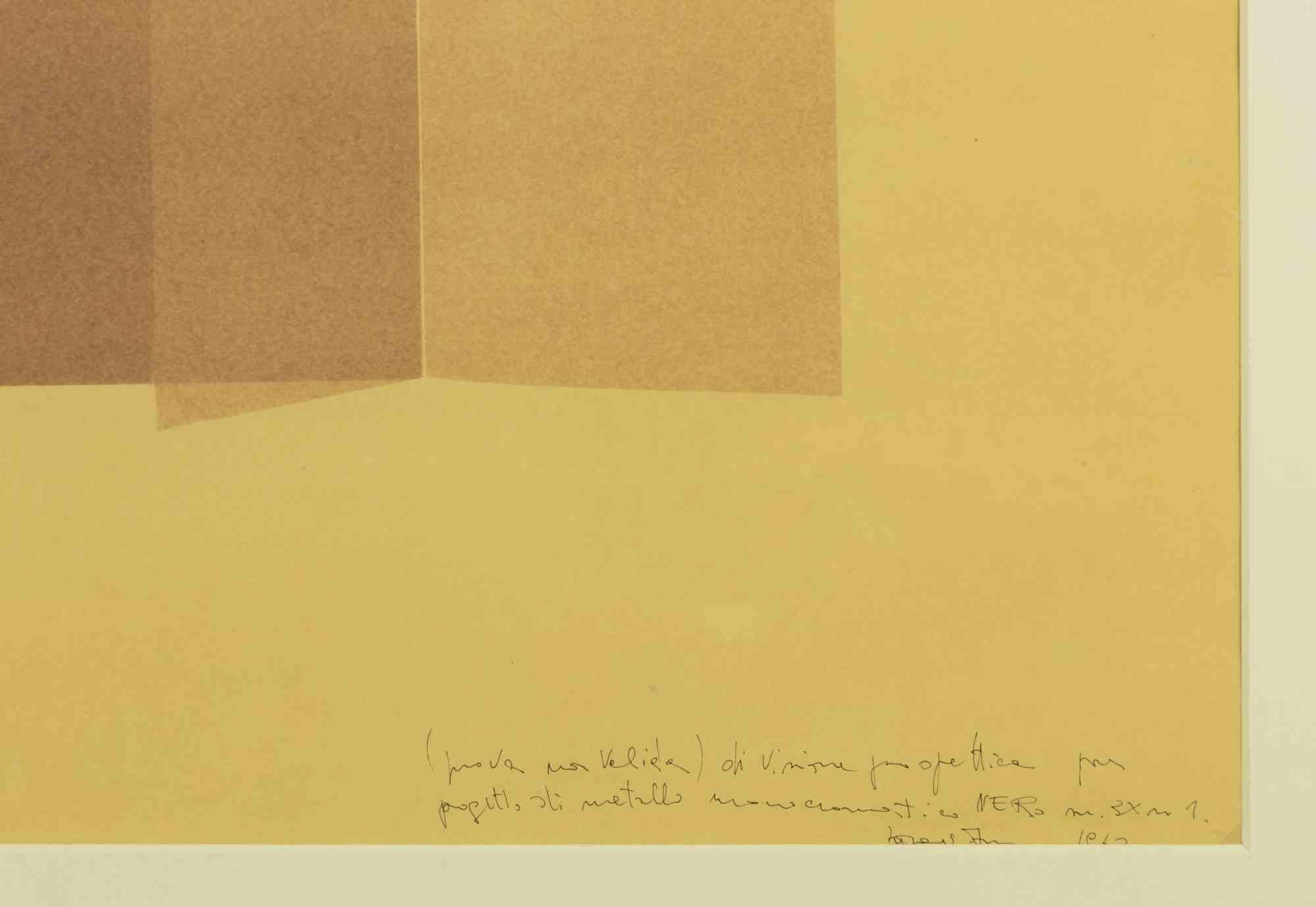 Lateral Perspective Vision - Original Monotype by F. Lo Savio - 1979 - Contemporary Print by Francesco Lo Savio