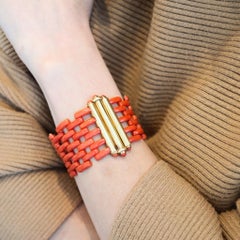 FRANCESCO LOFFREDO Bracciale flessibile in oro giallo 18Kt con coralli rossi