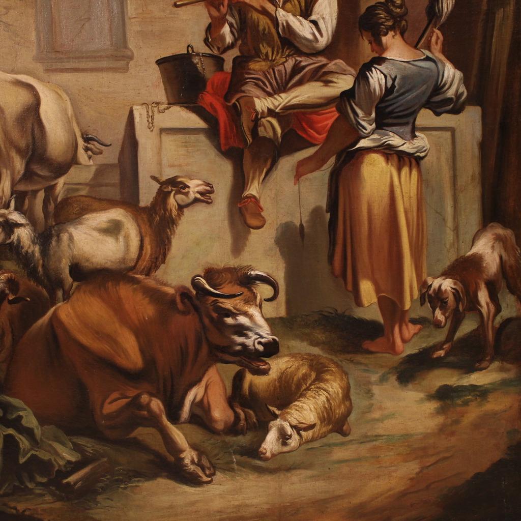 18. Jahrhundert Öl auf Leinwand Italienisch antike pastorale Szene Gemälde, 1750 im Angebot 1