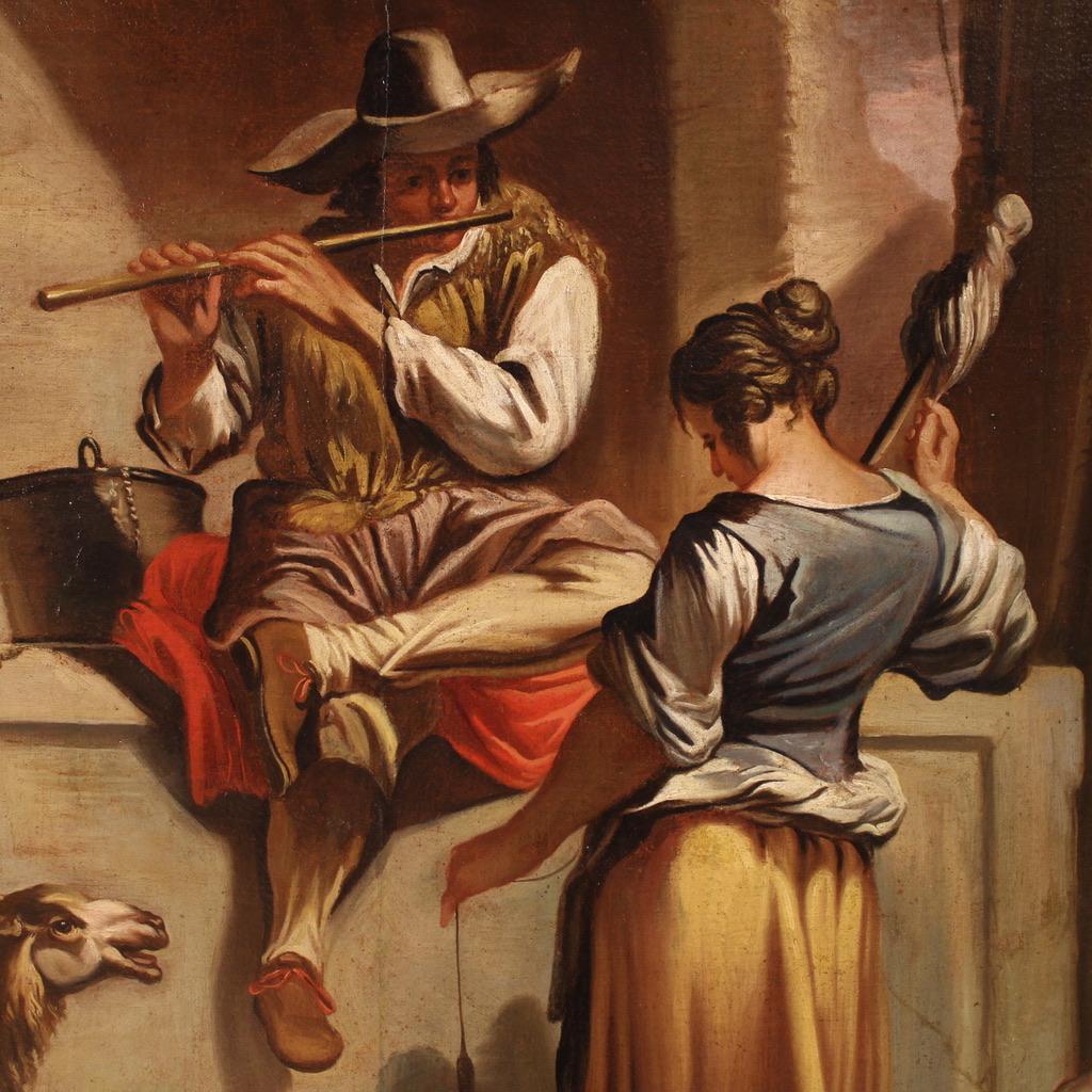18. Jahrhundert Öl auf Leinwand Italienisch antike pastorale Szene Gemälde, 1750 im Angebot 5
