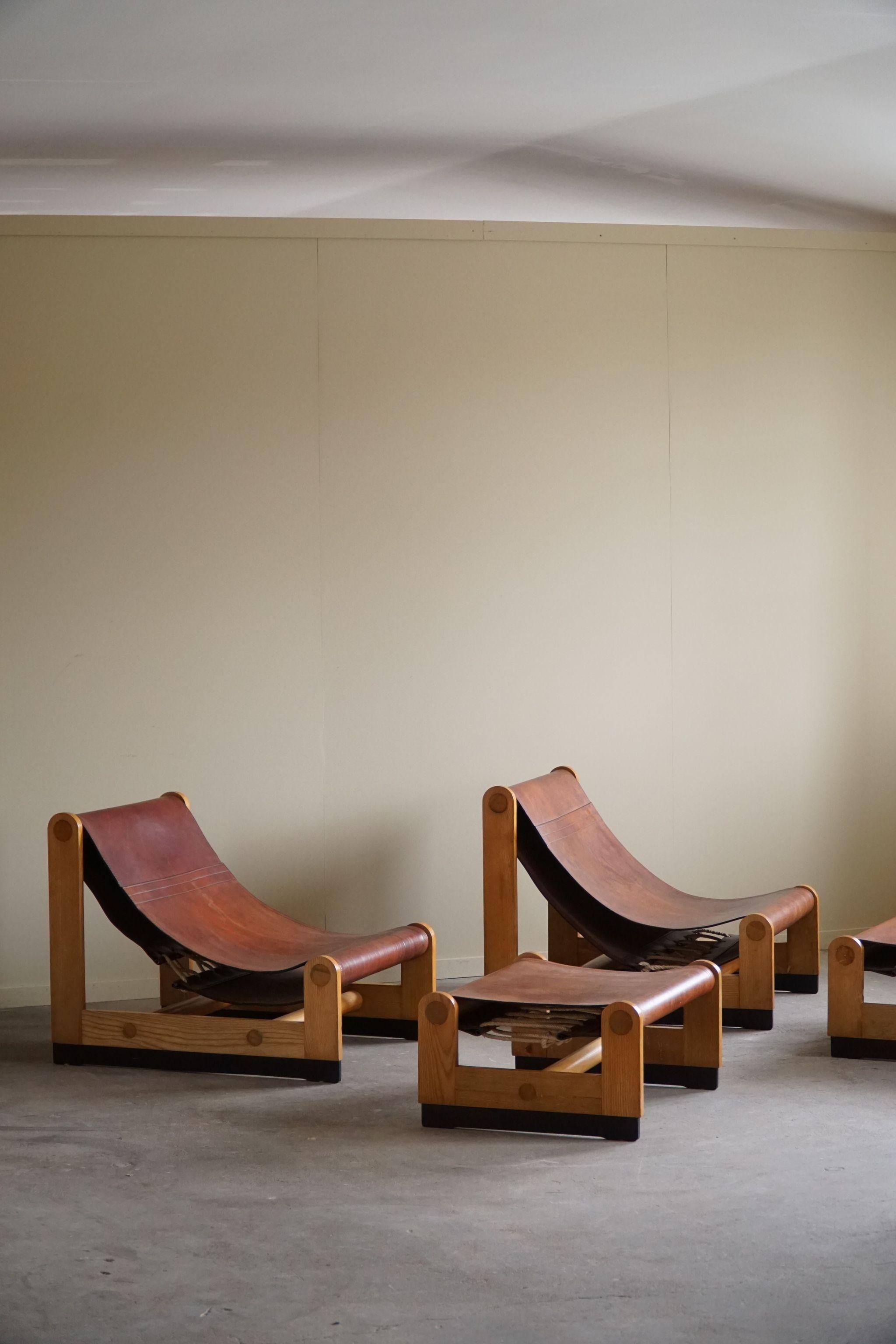 Francesco Lucianetti, Lounge Chairs in Leather & Elm, Italian Modern, 1960s For Sale 8