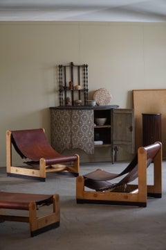 Francesco Lucianetti, Lounge Chairs in Leather & Elm, Italian Modern, 1960s
