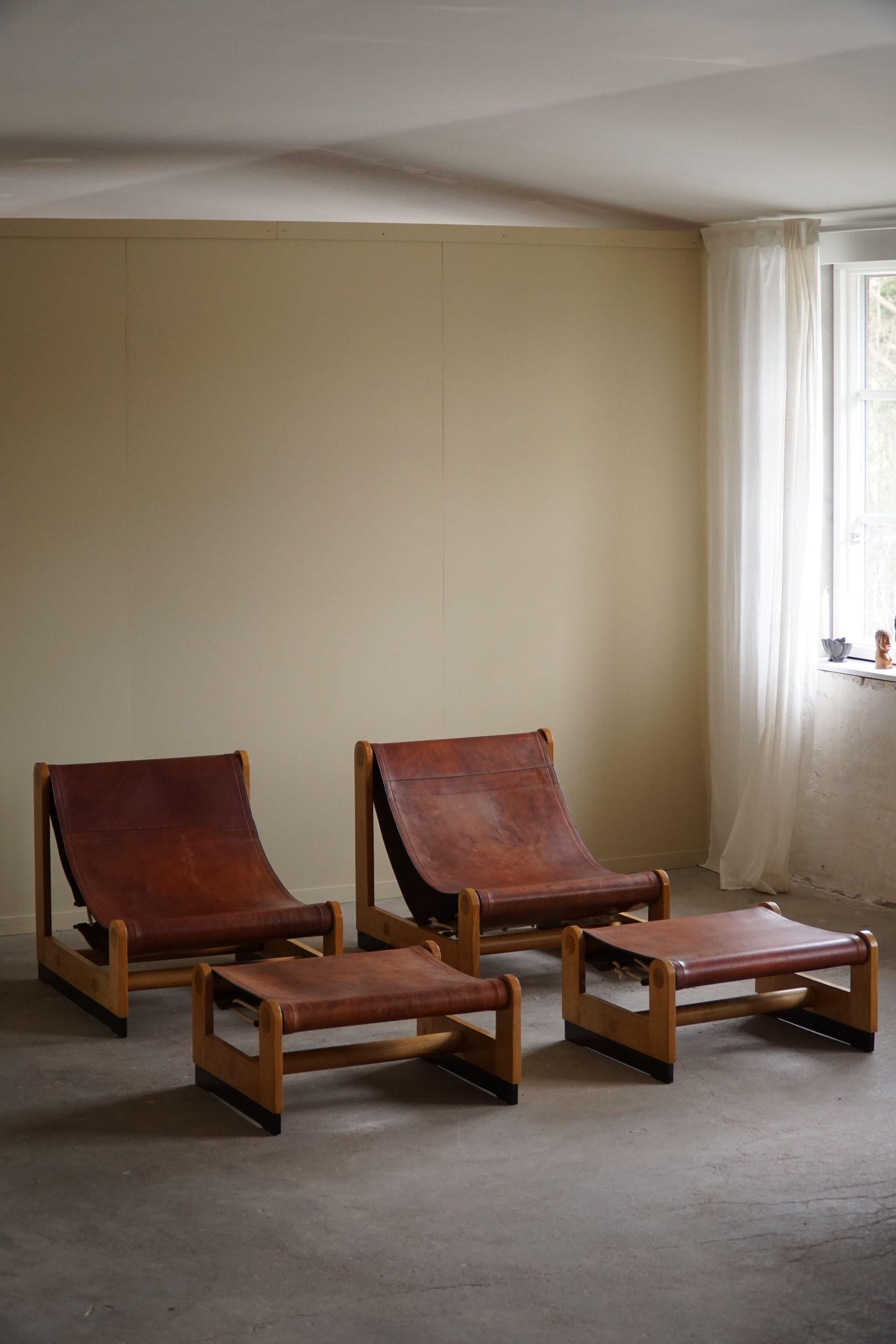 Francesco Lucianetti, Lounge Chairs in Leather & Elm, Italian Modern, 1960s In Good Condition For Sale In Odense, DK