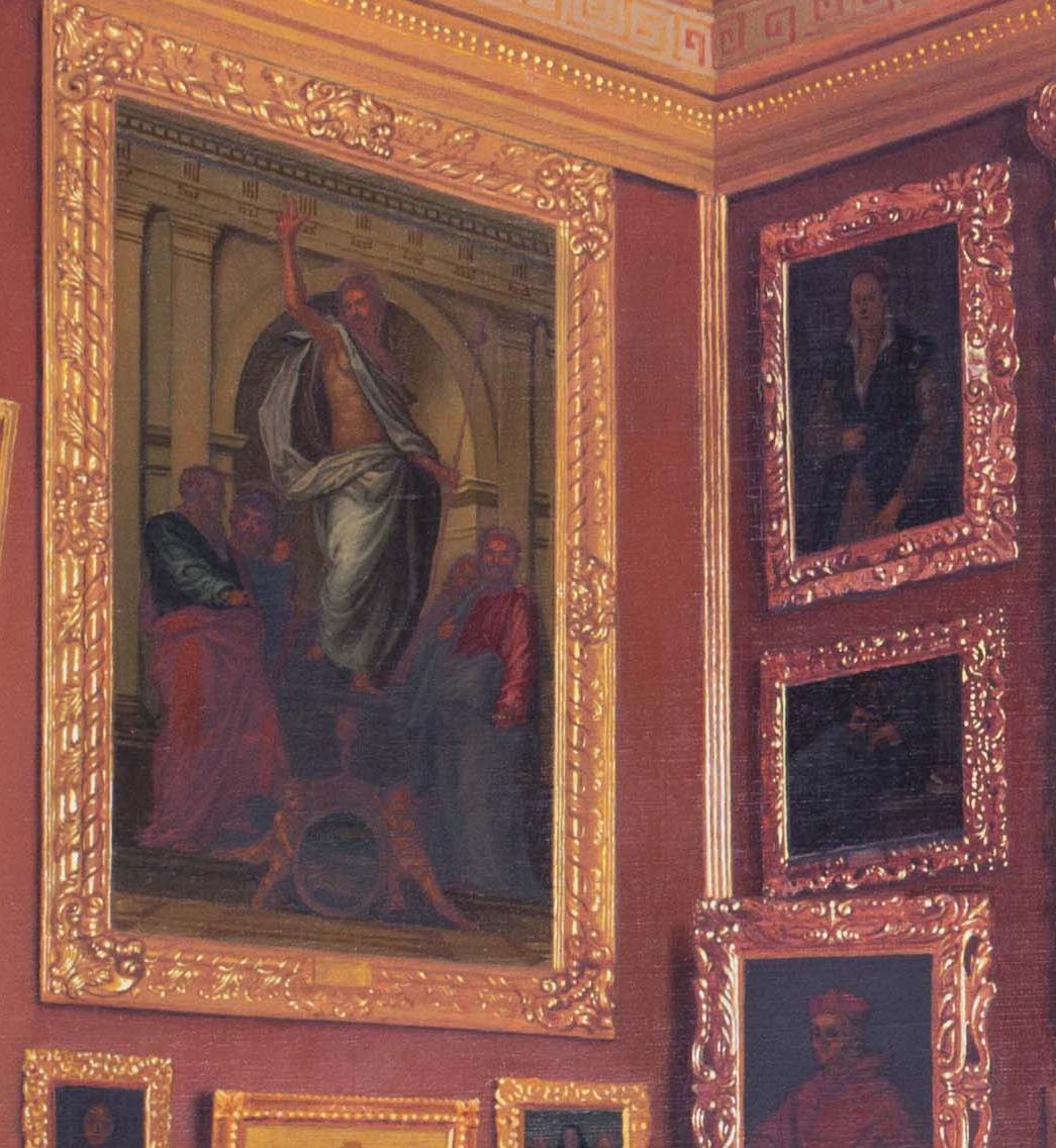 Pitti Palace, Florence, 19th Century Italian oil painting by Maestosi - Brown Interior Painting by Francesco Maestosi