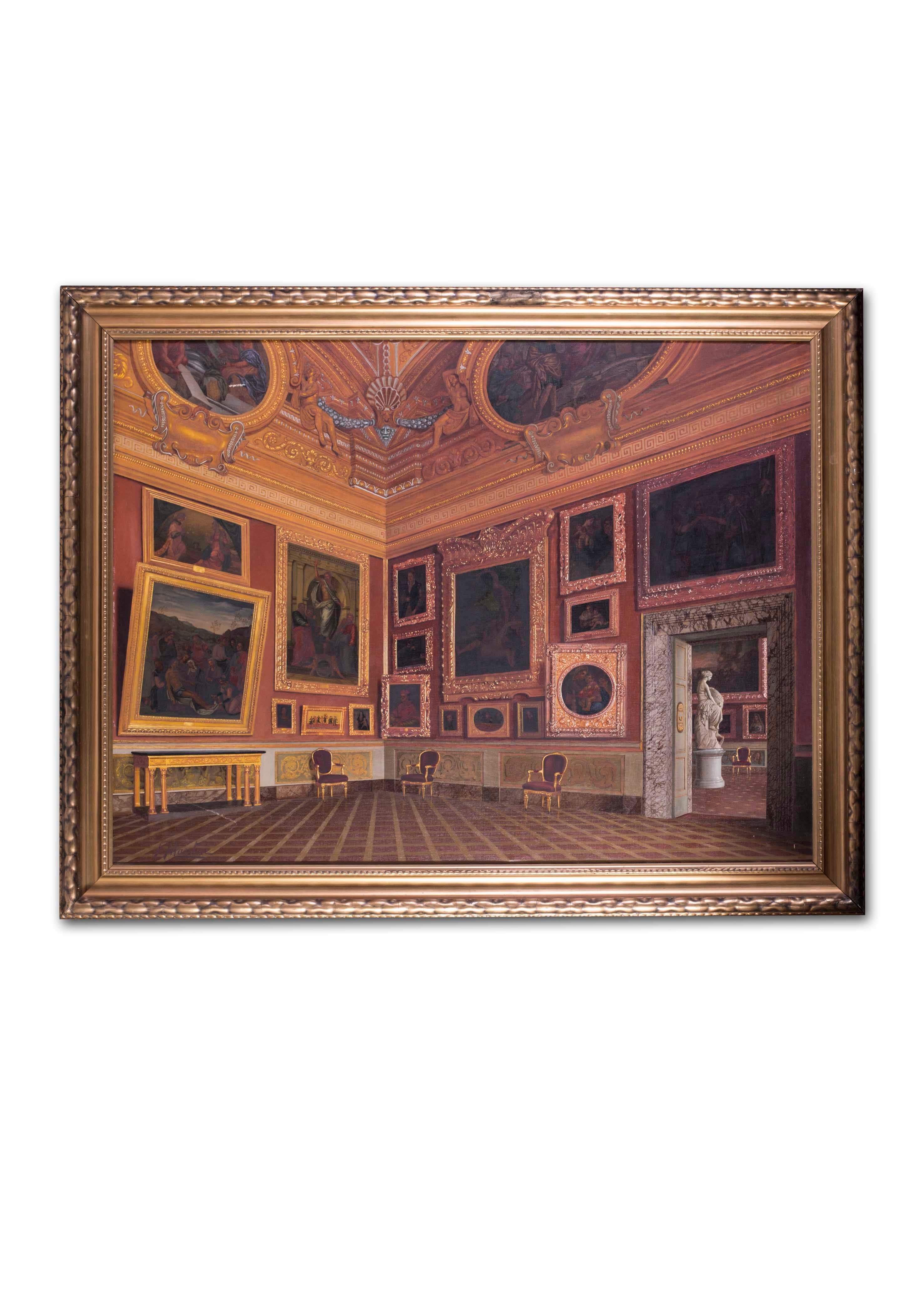 Pitti Palace, Florence, 19th Century Italian oil painting by Maestosi 1