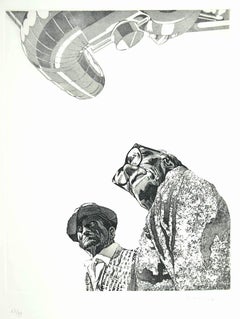 Figures - eau-forte originale sur papier de Francesco Manzini - 1974