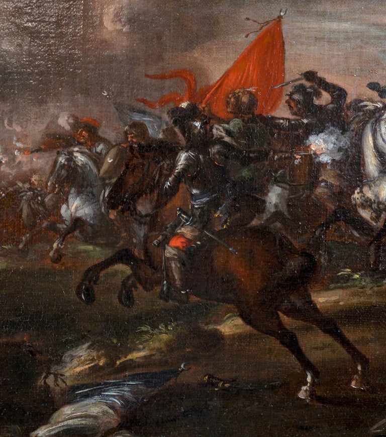 Francesco Maria Raineri - Battle Of Cavalry Paint Oil on canvas 17th ...