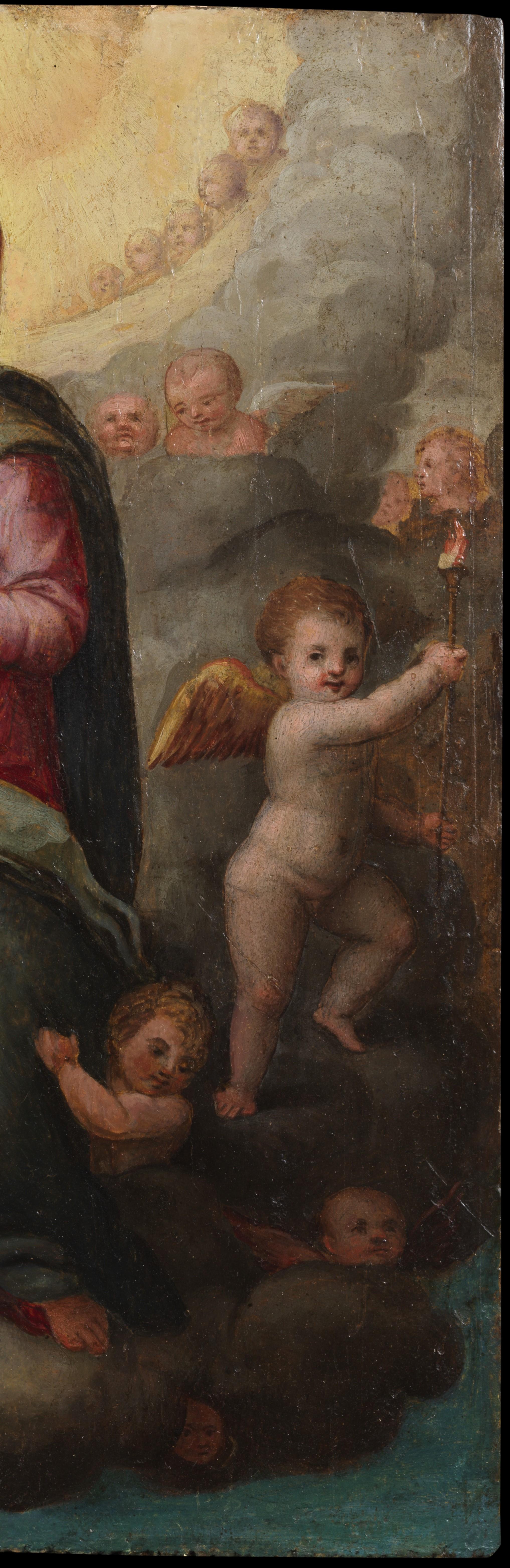 16th Century Assumption of Mary Francesco Mati Madonna  Oil on Panel Yellow Red in vendita 5