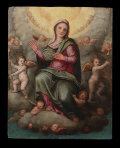 virgen de la Asunción de María Francesco Mati, siglo XVI  Óleo sobre panel Amarillo Rojo