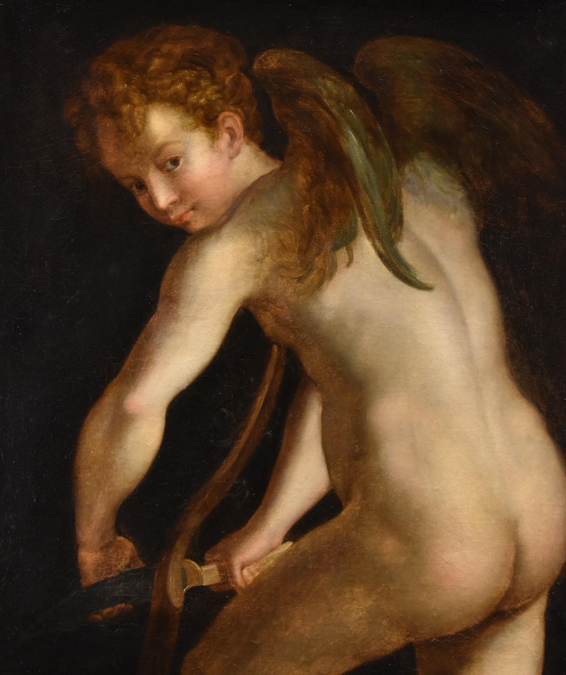Cupid Portrait Parmigianino Paint 17/18th Century Oil on canvas Old master Italy For Sale 1