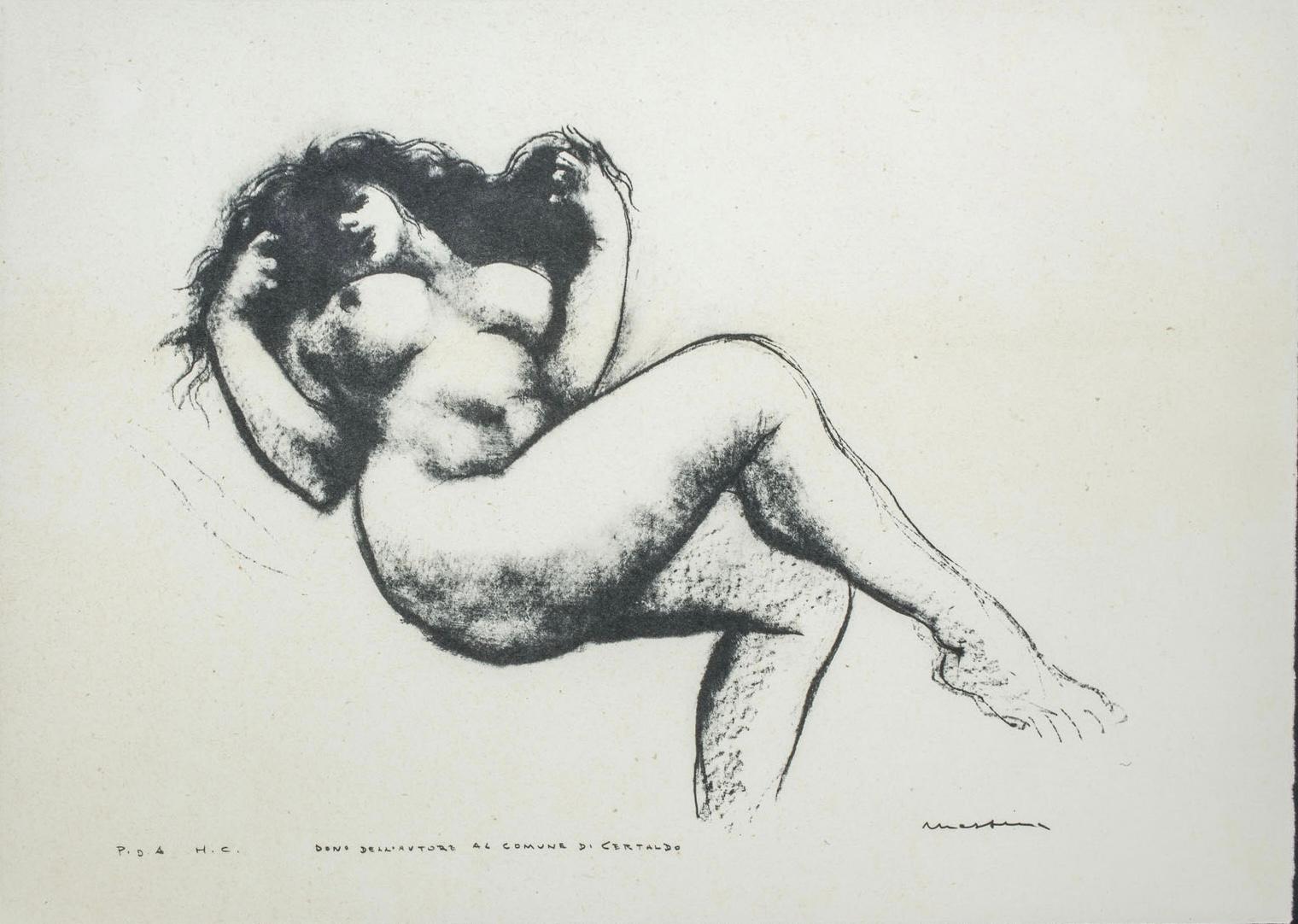Mid-Century Modern Francesco Messina Italian Signed Modern Work on Paper For Sale