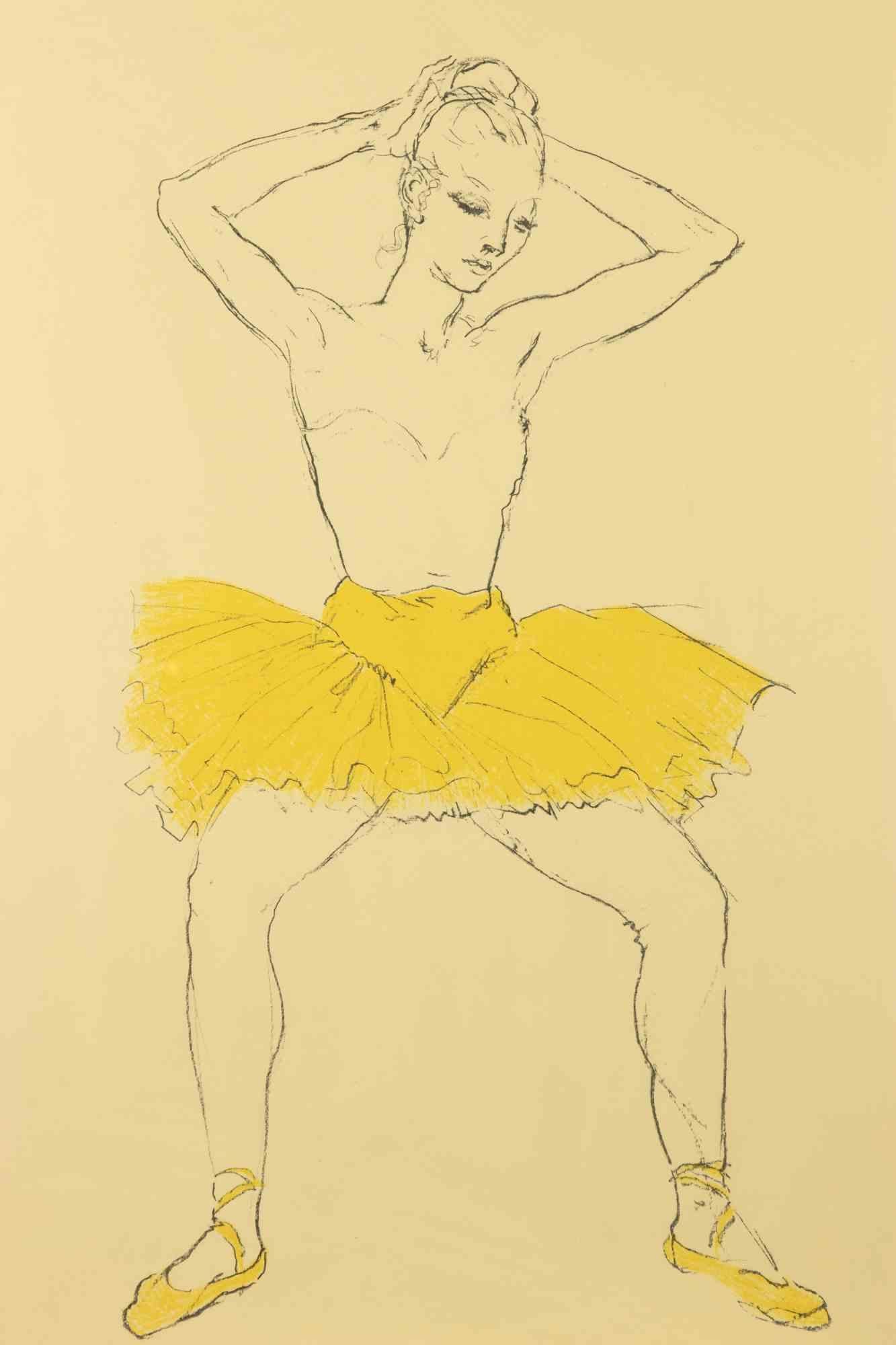 Bailarina - Litografía de Francesco Messina - mediados del siglo XX
