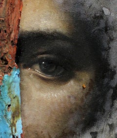 Oil painting portrait on canvas & driftwood: 'IL NAUFRAGIO DEGLI DEI'