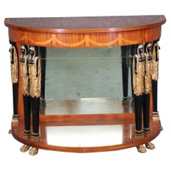 Francesco Molon Italian Egyptian Revival Figural Inlaid Satinwood Console Table
