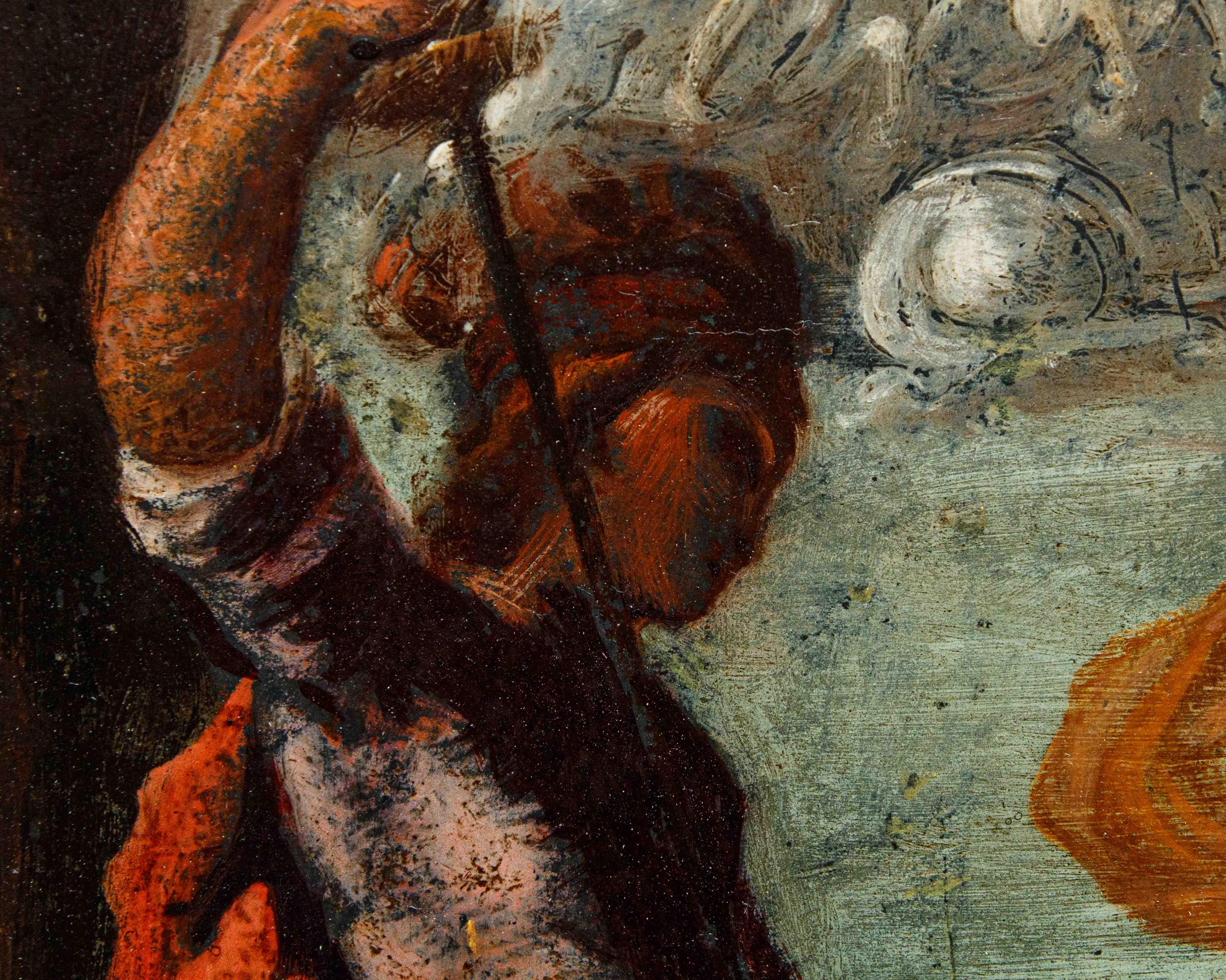 Atribuido a Francesco Montelatici conocido como Cecco Bravo, aderezo del caballero - Figurative Painting Brown de Francesco Montelatici detto Cecco Bravo