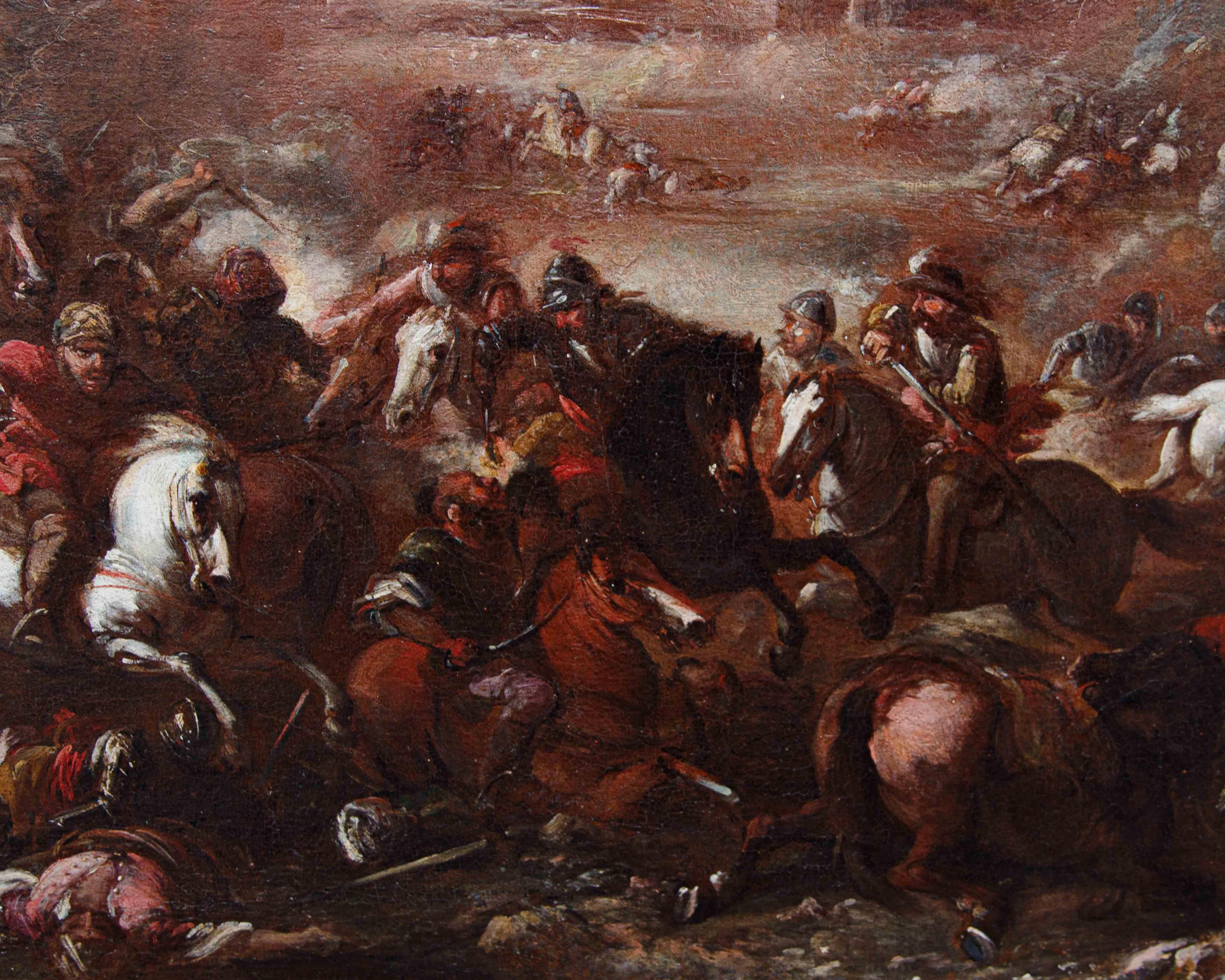 Scena di battaglia - Painting Altro stile artistico di Francesco Monti called 'Brescianino delle Battaglie (Brescia, 1646 - Parma, 1703)
