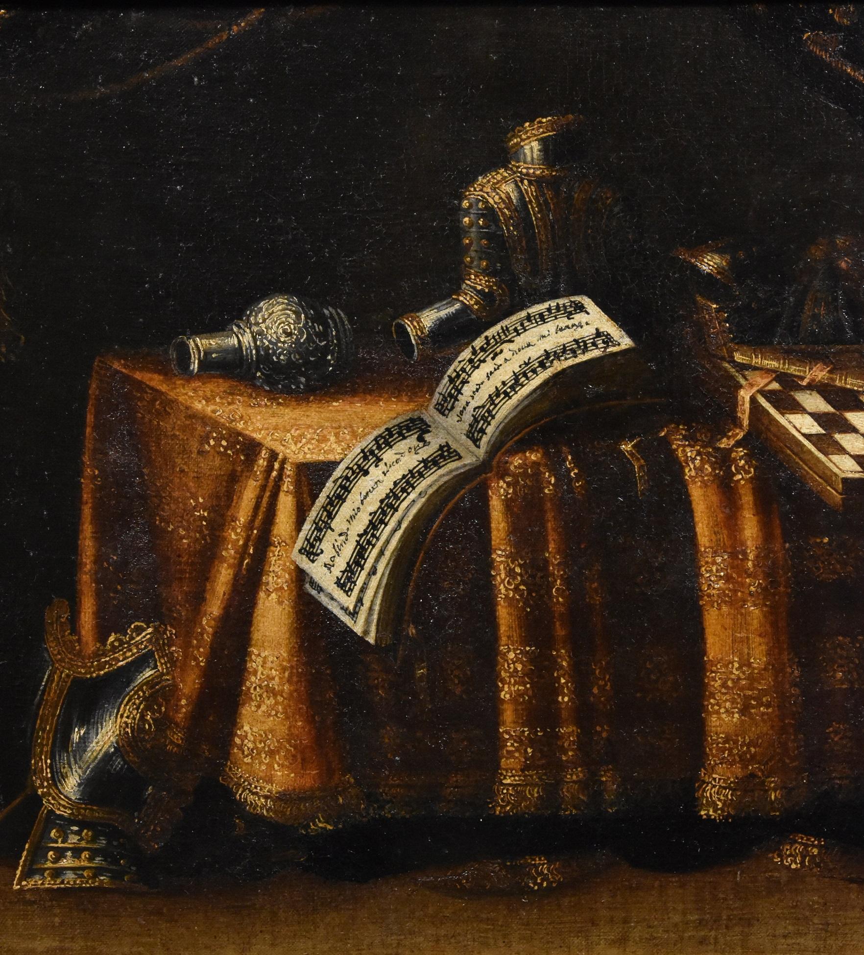Stillleben von Vanitas Noletti, Ölgemälde auf Leinwand, Alter Meister, Italien, 17. Jahrhundert im Angebot 1