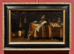 Antique Still Life Vanitas Noletti Paint Oil on canvas Old master 17th Century Italian