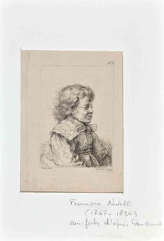 Portrait After Rembrandt  - Original Etching by Francesco Novelli - 19th