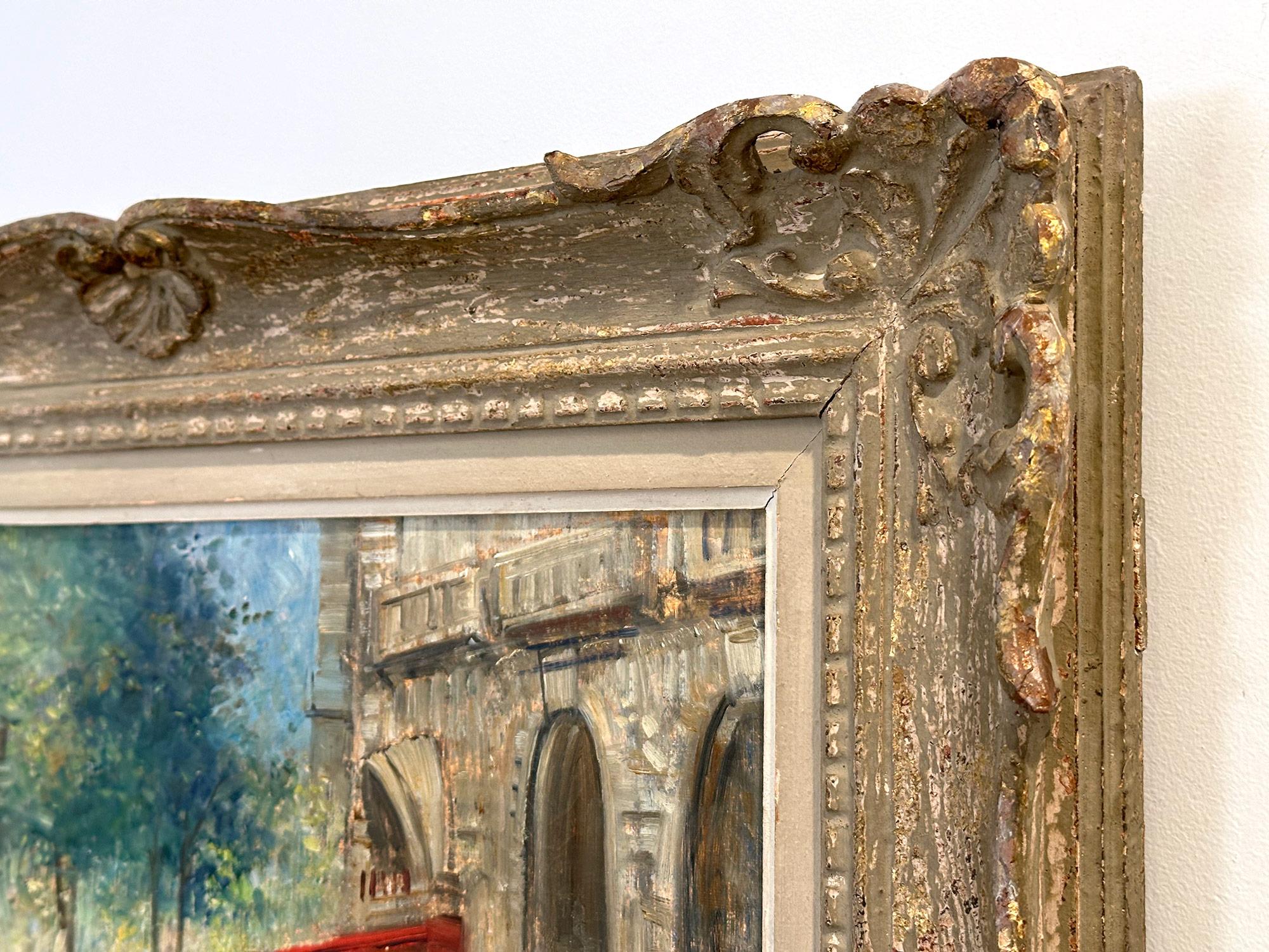 « Paris, Un Coin De La Place St. Michel » Peinture à l'huile impressionniste sur toile en vente 11