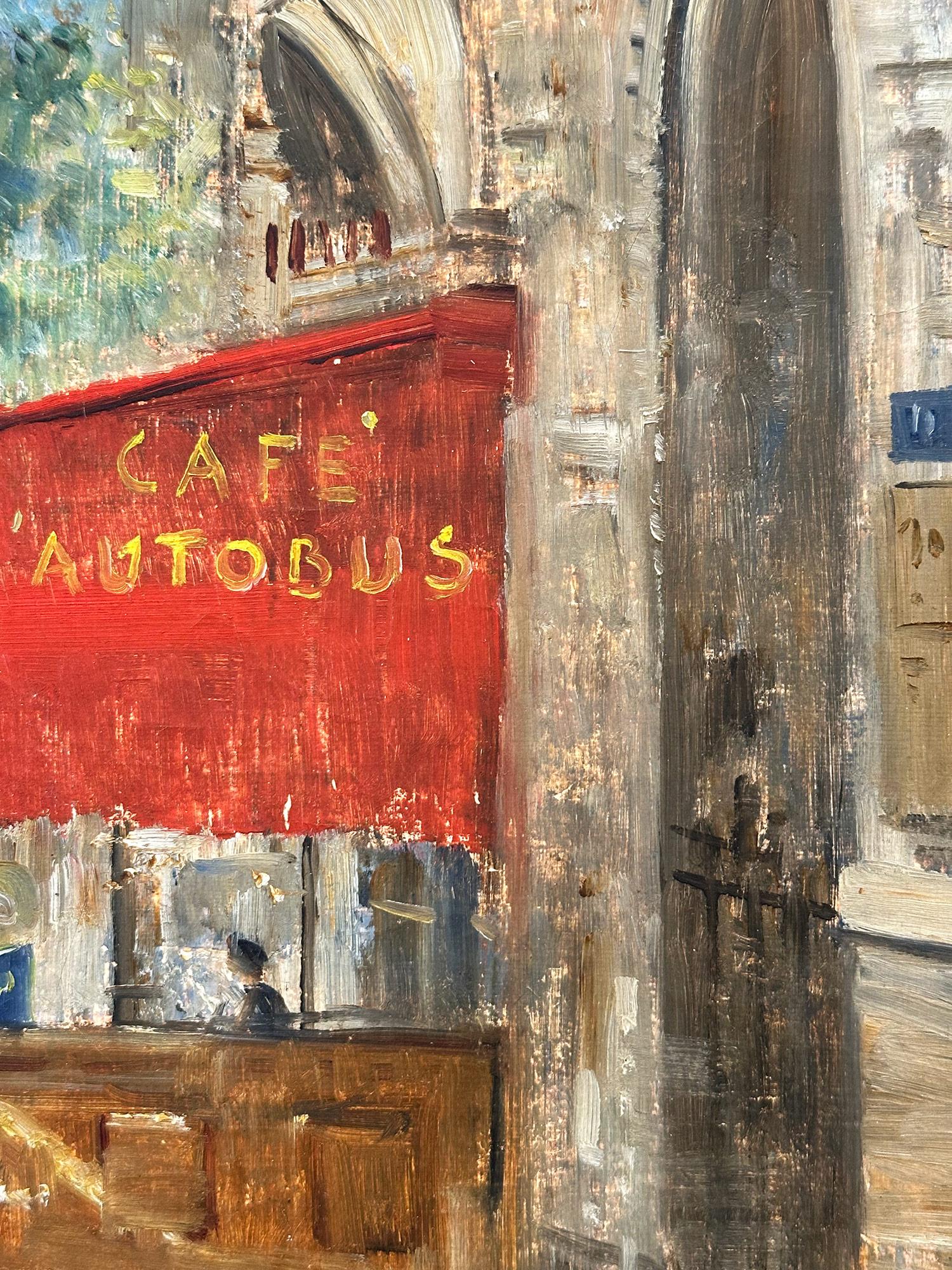 « Paris, Un Coin De La Place St. Michel » Peinture à l'huile impressionniste sur toile en vente 2