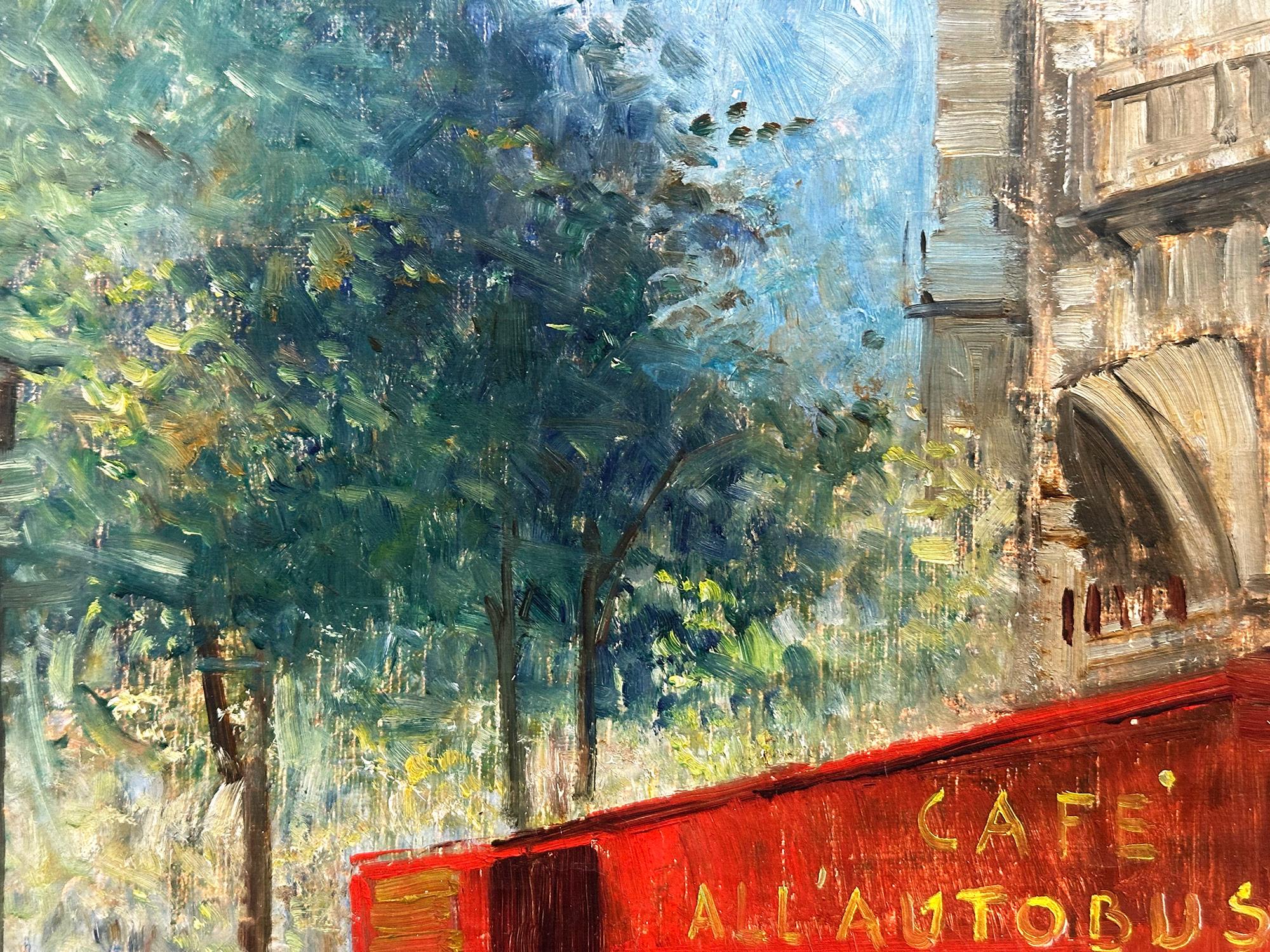 « Paris, Un Coin De La Place St. Michel » Peinture à l'huile impressionniste sur toile en vente 5