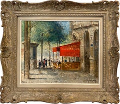 "Paris, Un Coin De La Place St. Michel" Impressionistisches Ölgemälde auf Leinwand