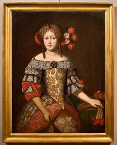 Portrait Lady Paino Paint Oil on canvas old master 17th Century Italian Woman