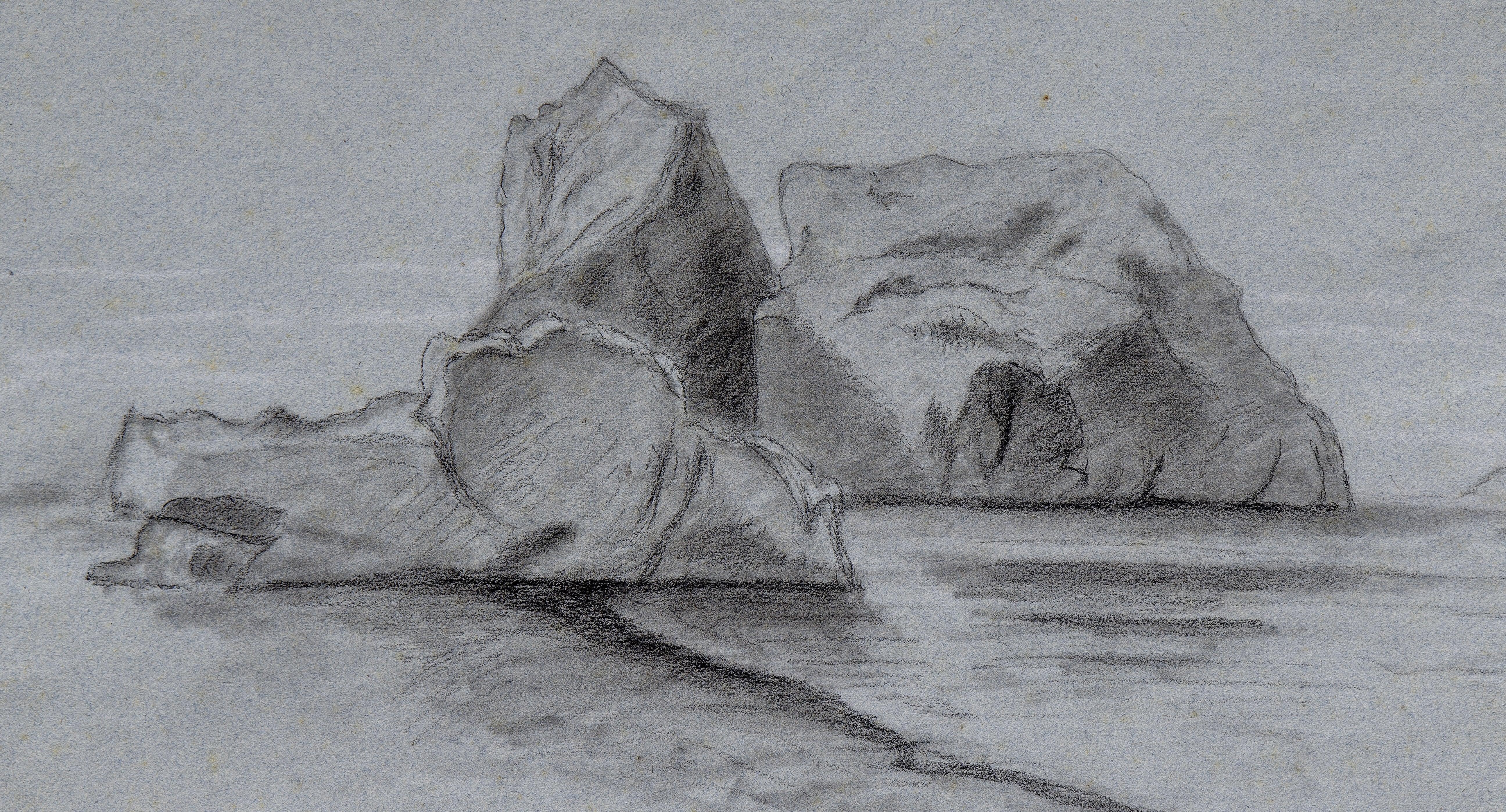 italien Francesco Paolo Michetti Period Italian Landscape Signed Drawing en vente