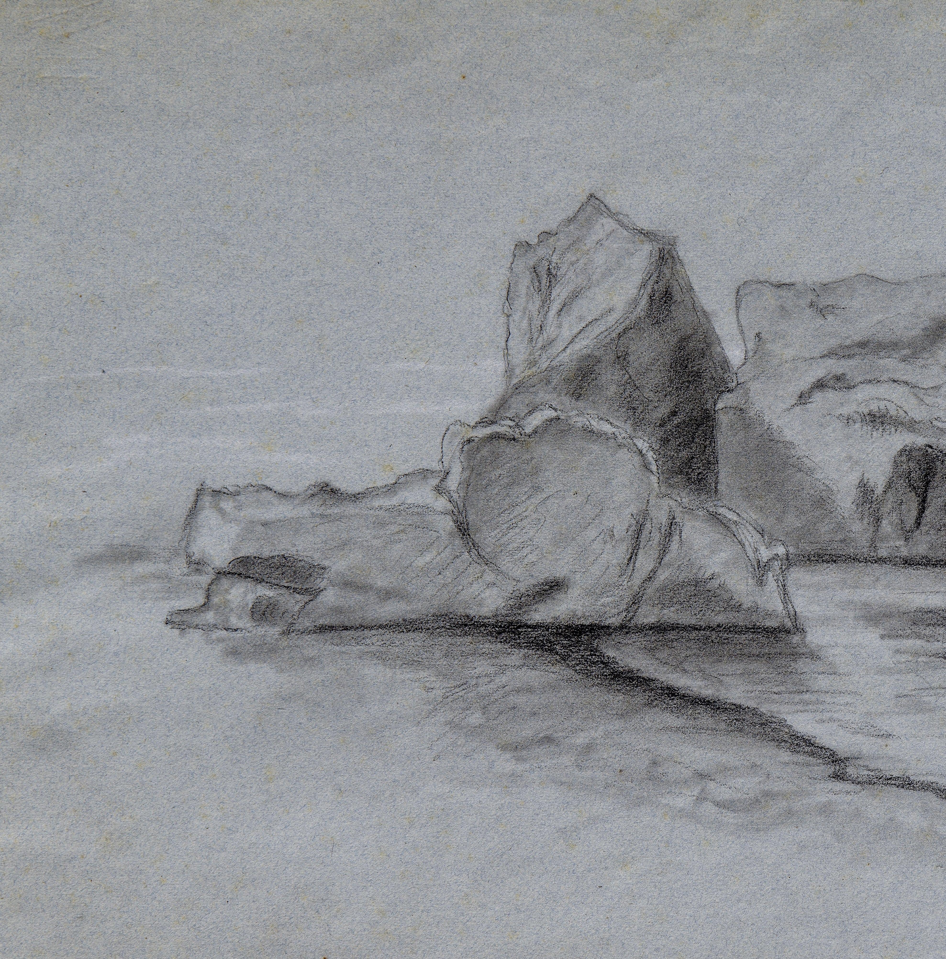 Francesco Paolo Michetti Period Italian Landscape Signed Drawing Bon état - En vente à Roma, IT