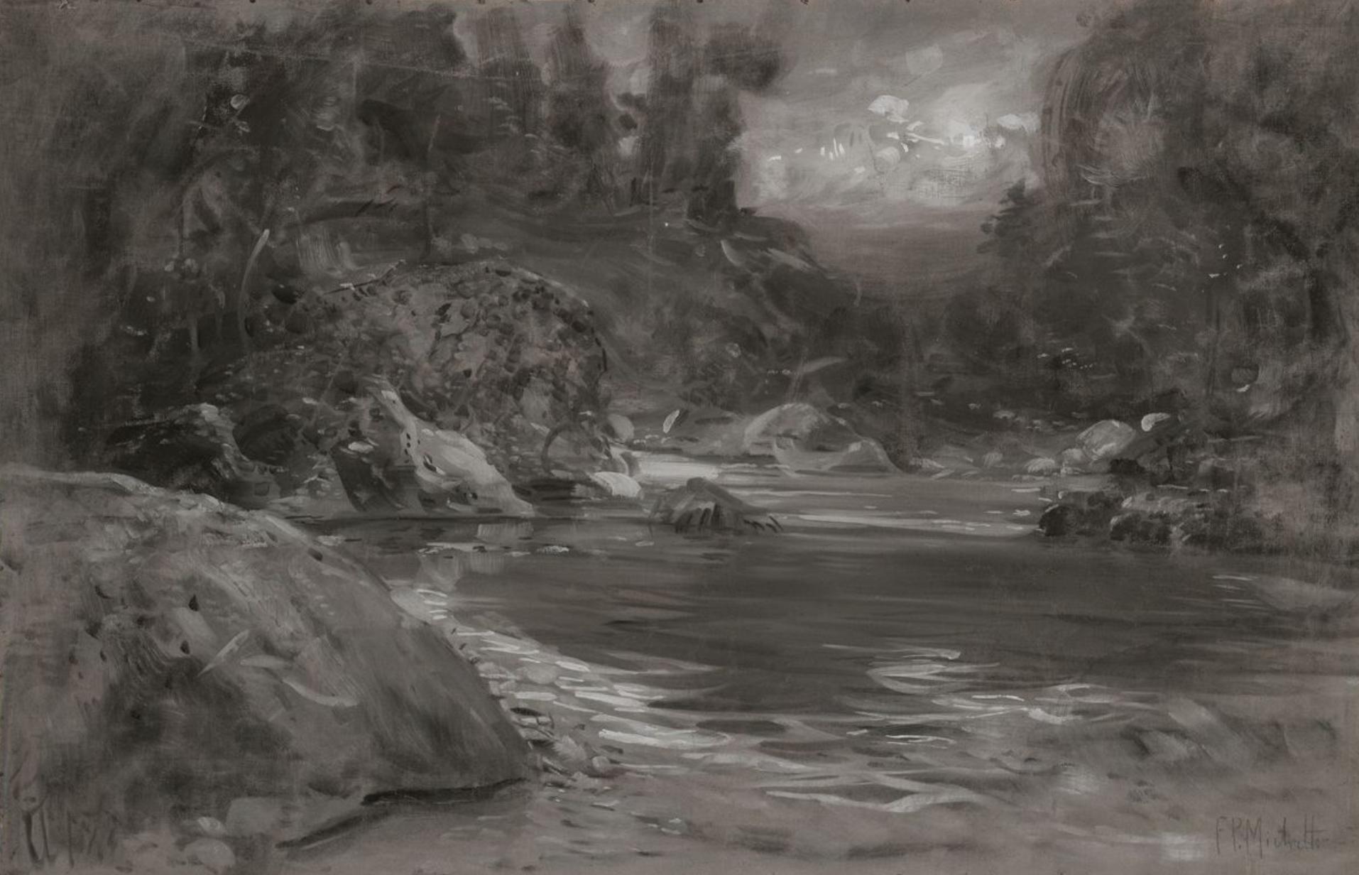 Francesco Paolo Michetti Period Italian Landscape Signed Drawing en vente 1