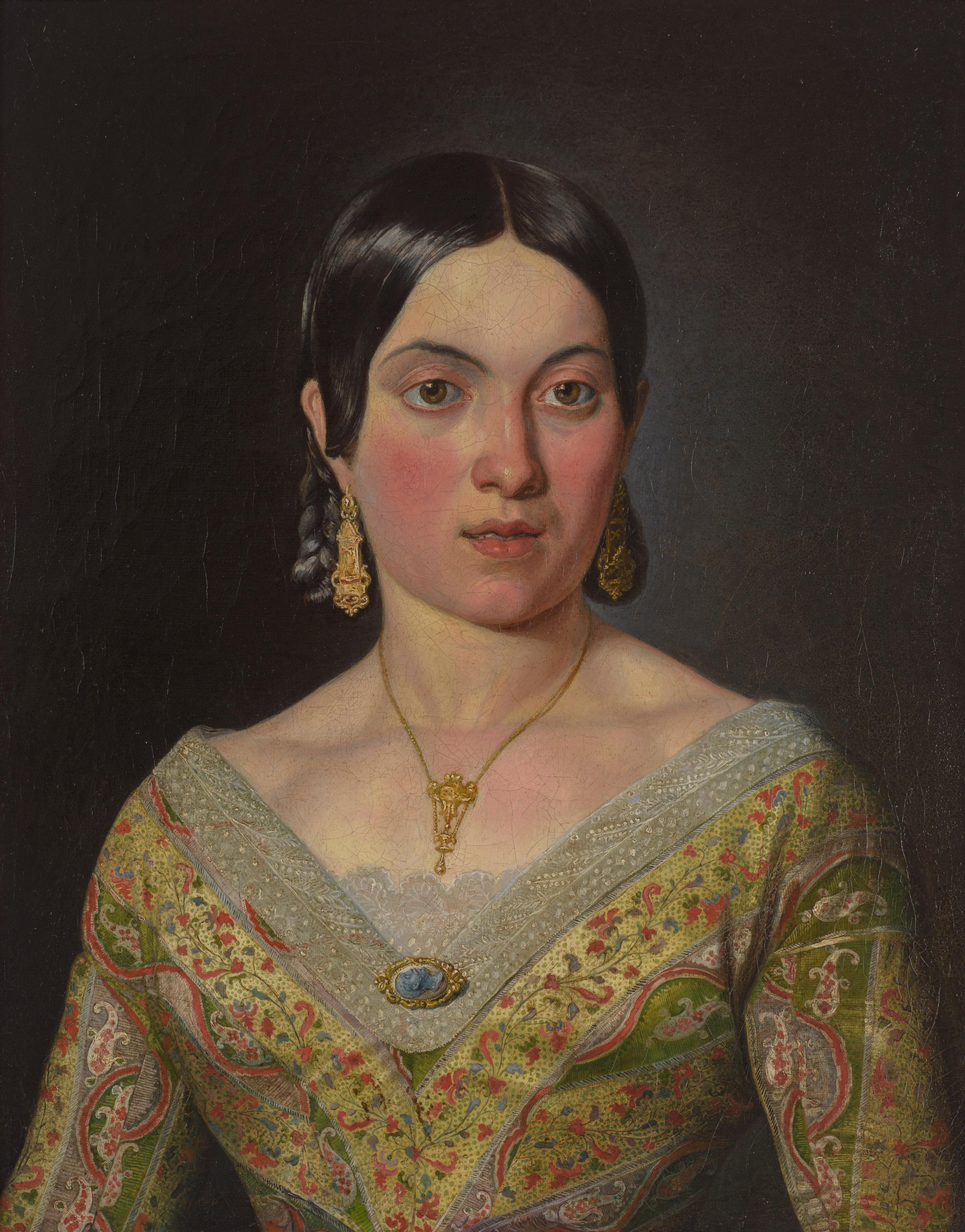 Portrait of his sister Luisa - Painting by Francesco Paolo Palizzi