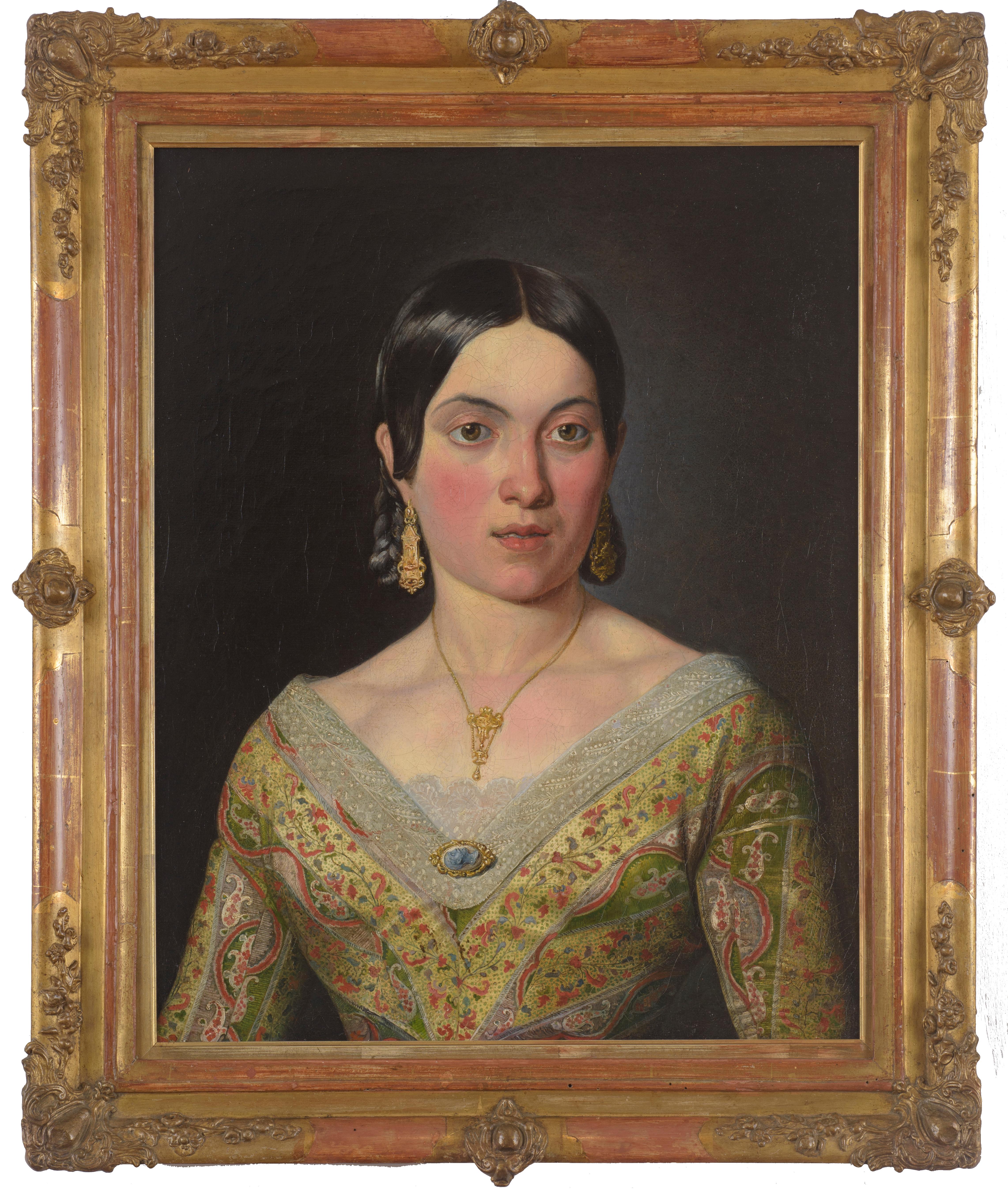 Francesco Paolo Palizzi Portrait Painting - Portrait of his sister Luisa