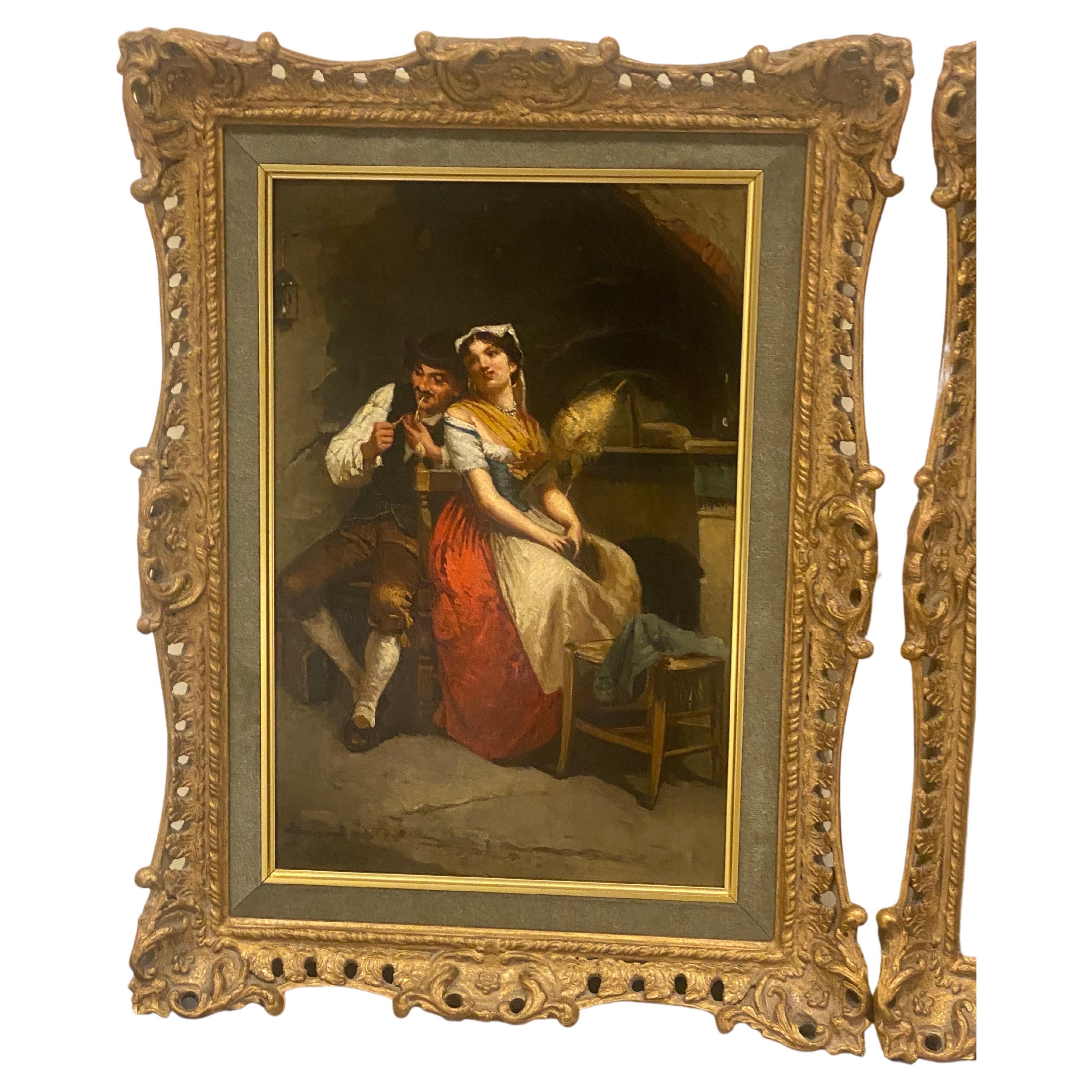italien Francesco Peluso, Italien, 1836-1916, une paire de peintures à l'huile sur toile en vente