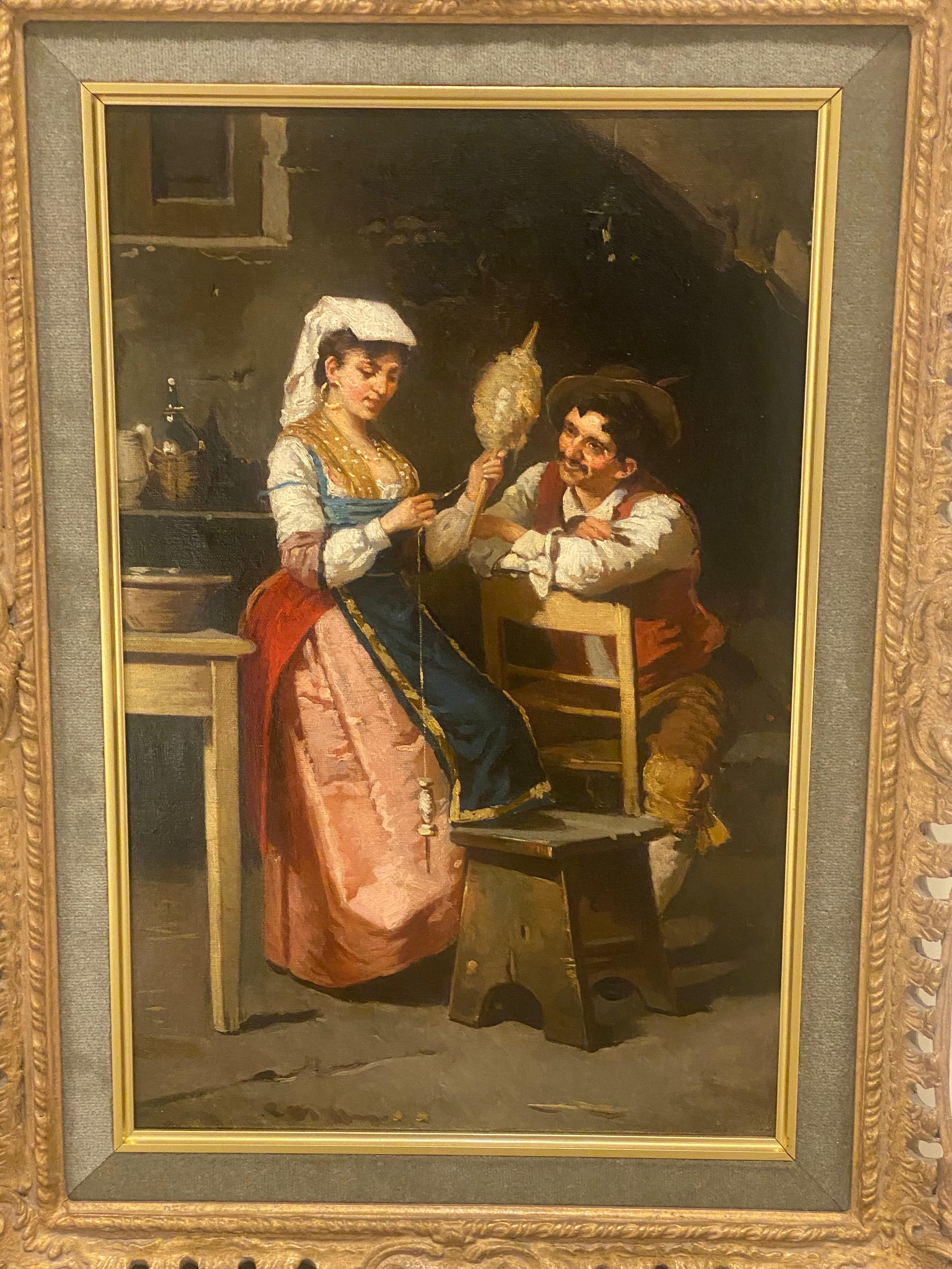 Late 19th Century Francesco Peluso 'Italian, 1836-1916' a Pair of Oil on Canvas Paintings