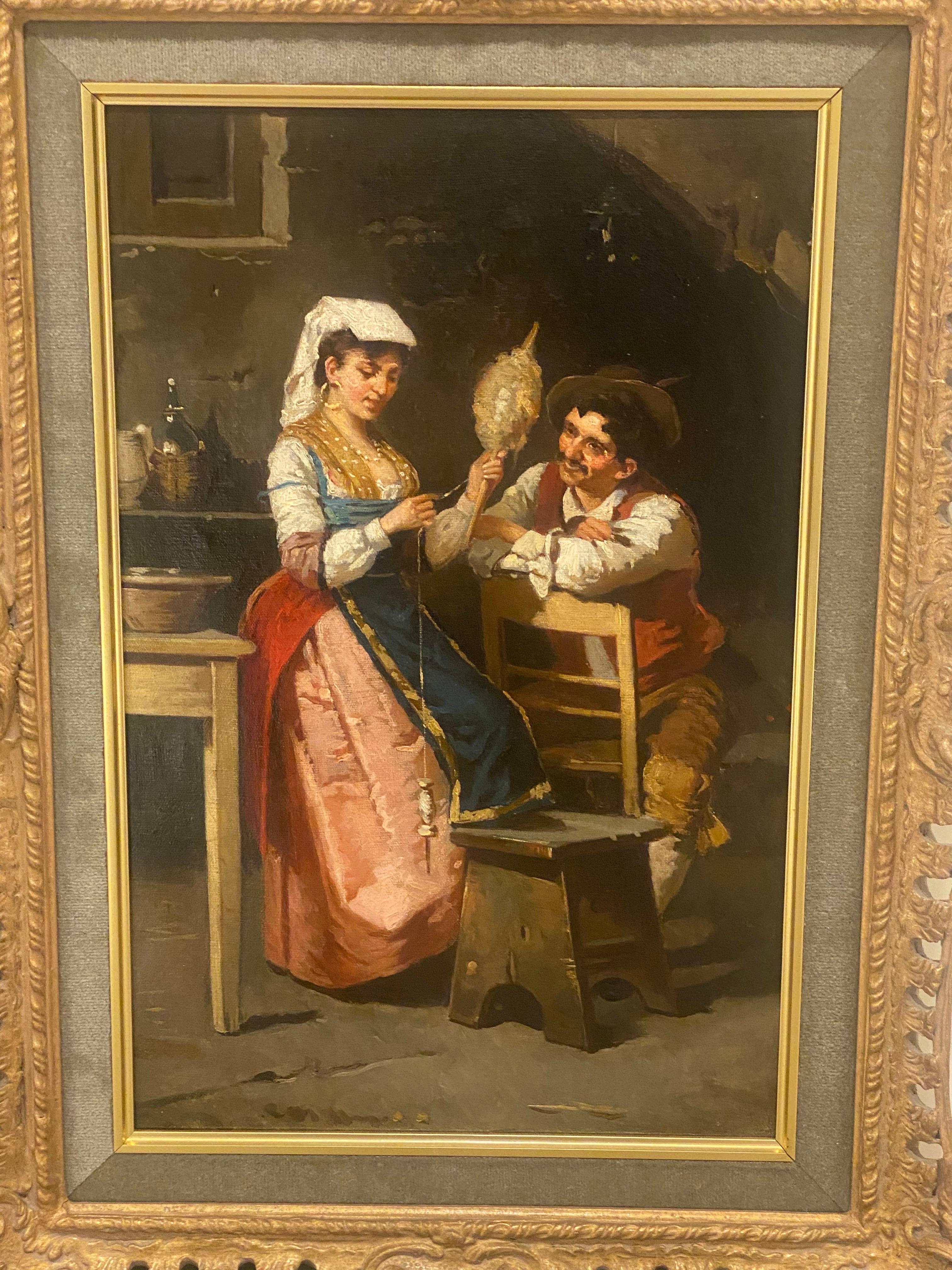 Francesco Peluso 'Italian, 1836-1916' a Pair of Oil on Canvas Paintings For Sale 1