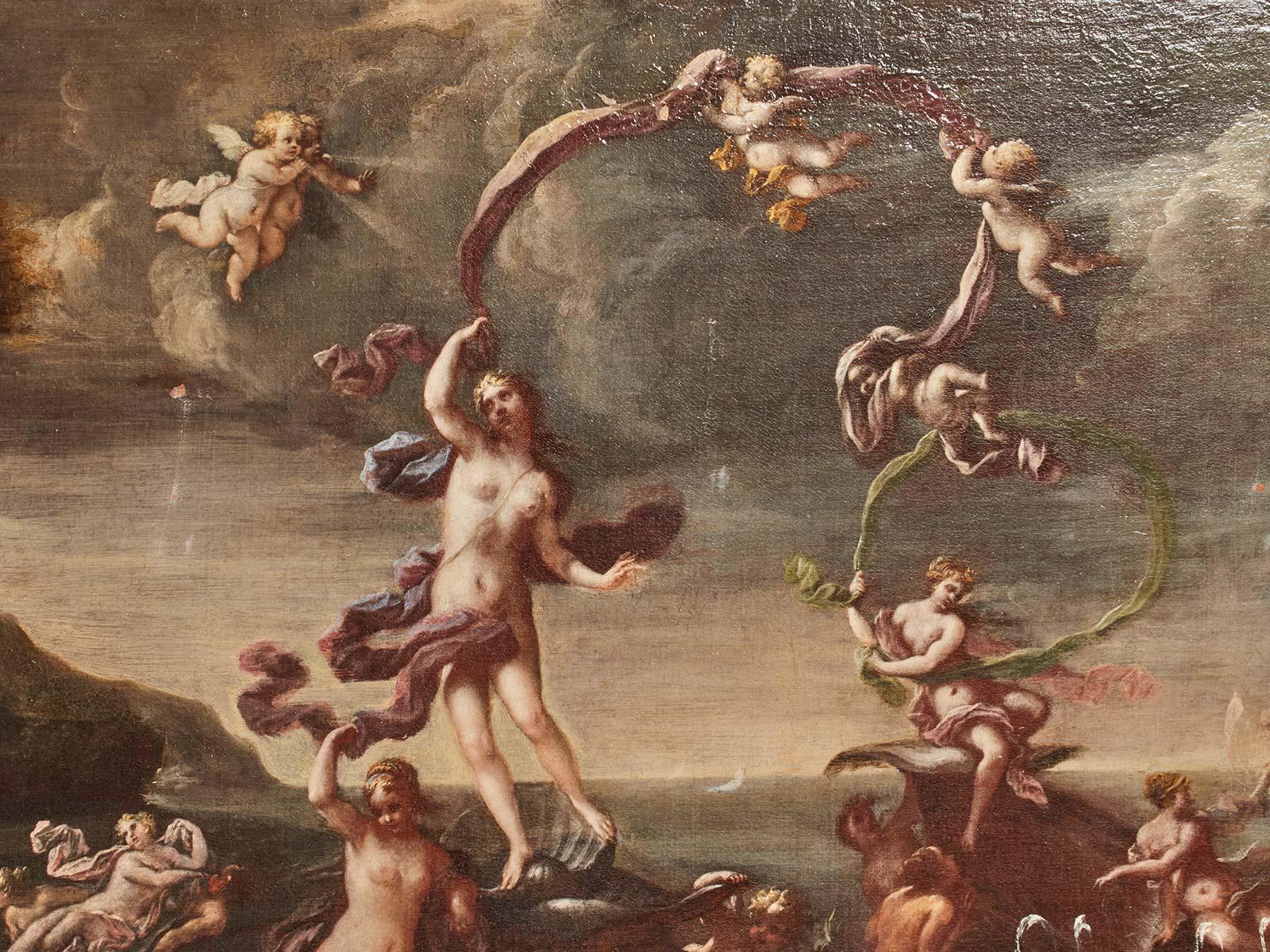 A northern Italian early 18th century painting of Francesco Perezzoli, the birth of Venus, Italy, circa 1700.