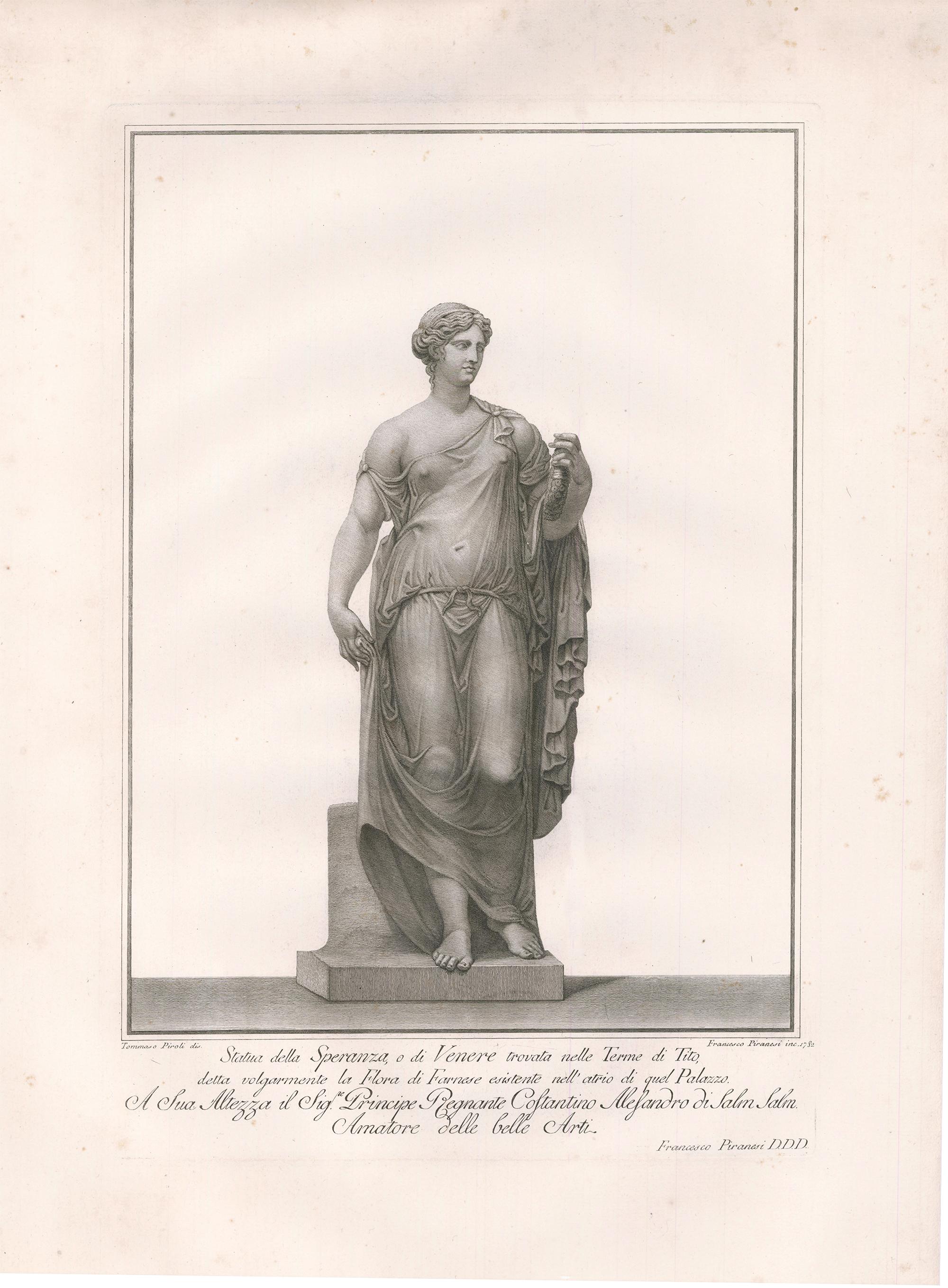 Engraving of a Female Sculpture - Print by Francesco Piranesi