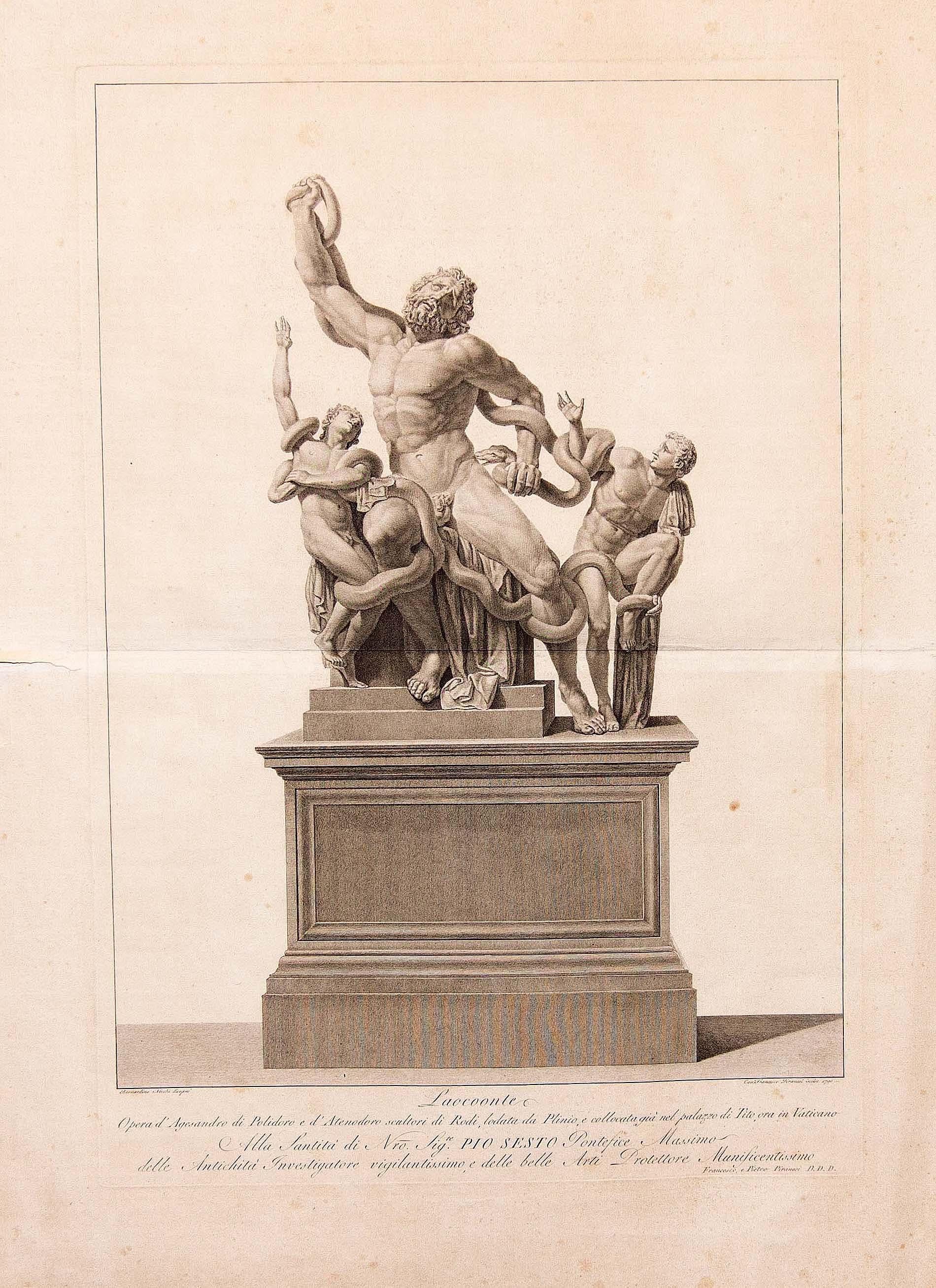 Large 18th Century Engraving by Francesco Piranesi Laocoonte Grand Tour