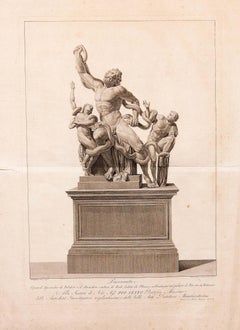 Antique Large 18th Century Engraving by Francesco Piranesi Laocoonte Grand Tour