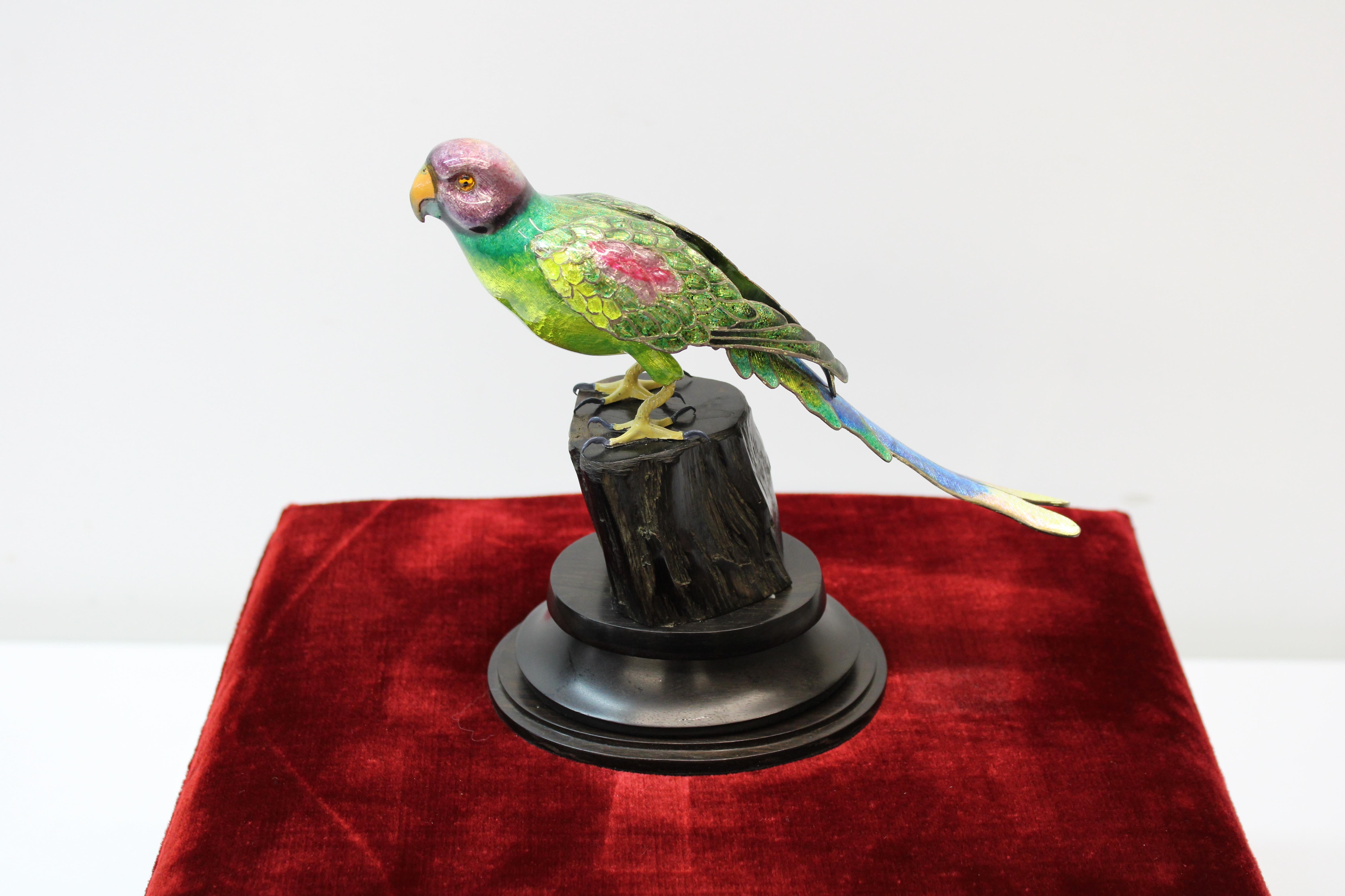 Silver Francesco Rigozzi Hand Crafted Parrot For Sale