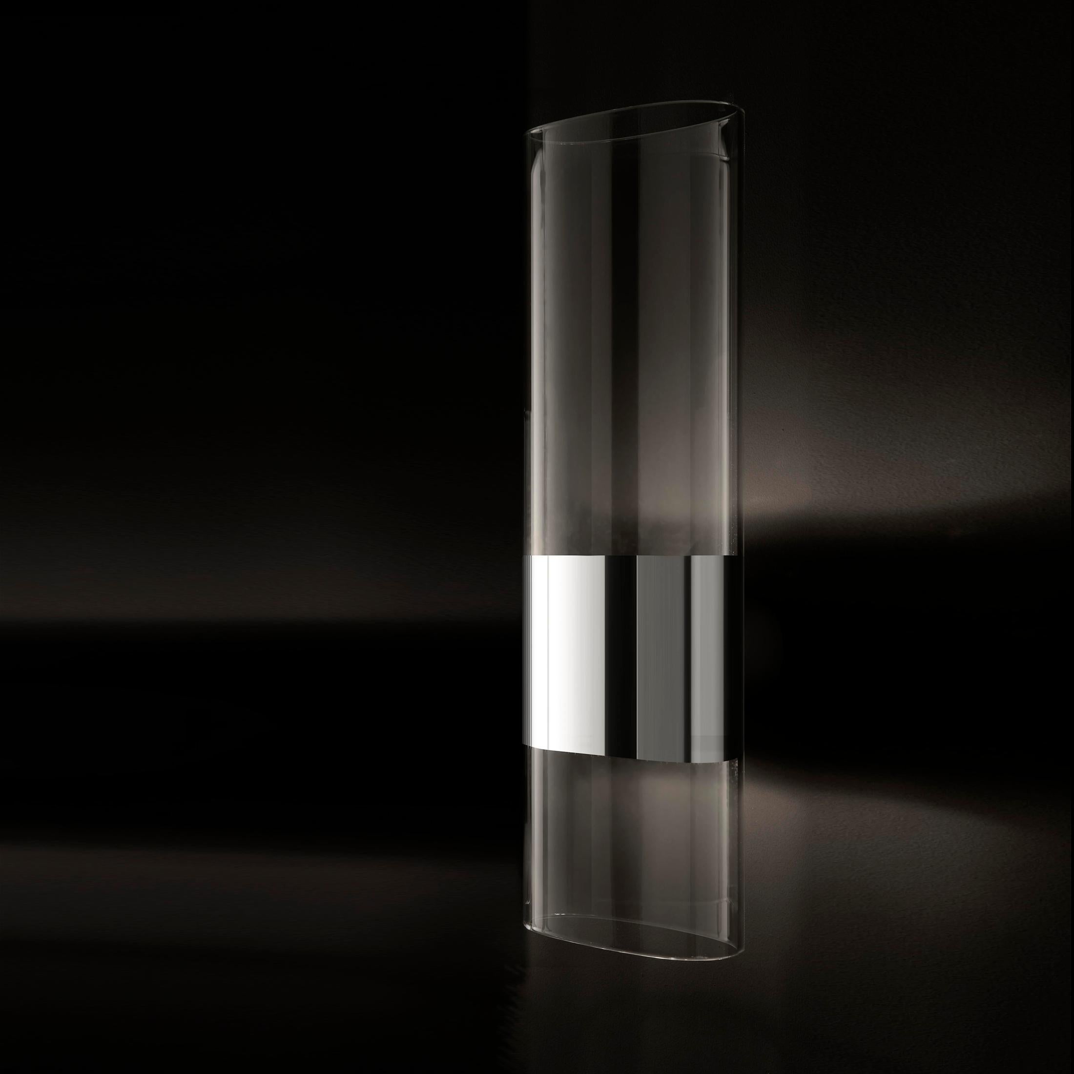 Francesco Rota Aplique 'Line' Grande Aluminio y Vidrio Pyrex by Oluce Moderno de mediados de siglo en venta